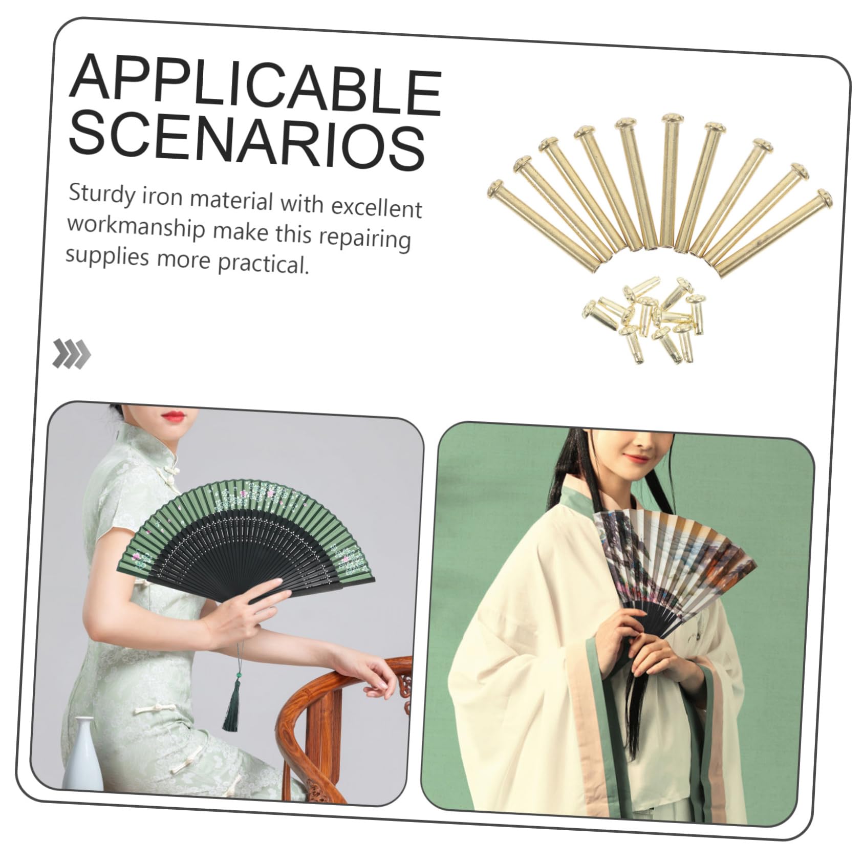 30 Juegos de Abanico Kit de reparación de Ventilador Plegable Cierre de Abanico Plegable Remaches Remache del Eje del Ventilador Plegable Remache de Eje de Acero Inoxidable Cabilock