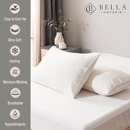 Miniatura 2 de Bella Coterie - Juego de fundas de almohada de lujo de tamaño estándar, viscosa cultivada orgánicamente hecha de bambú, ultra suave, refrescante, 2