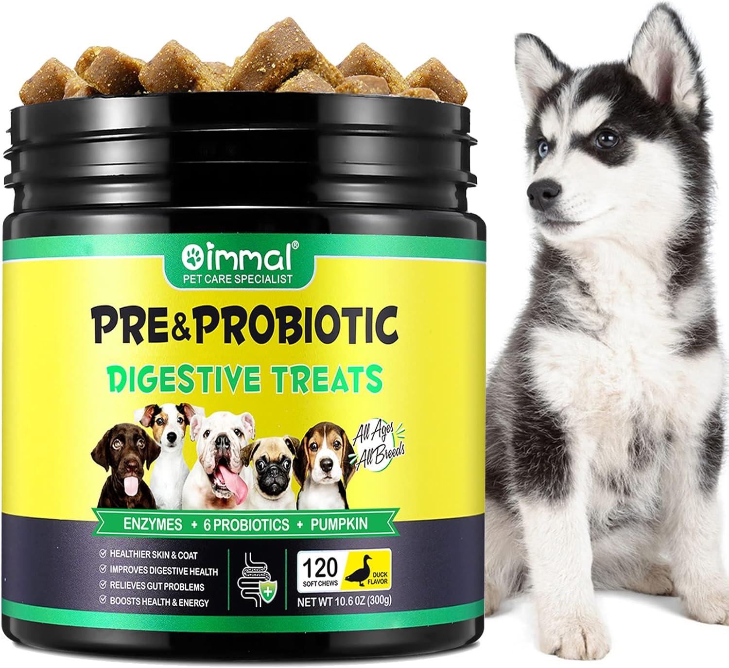 Probiotics for Dogs, 120 Chews Dog Probiotics Treats