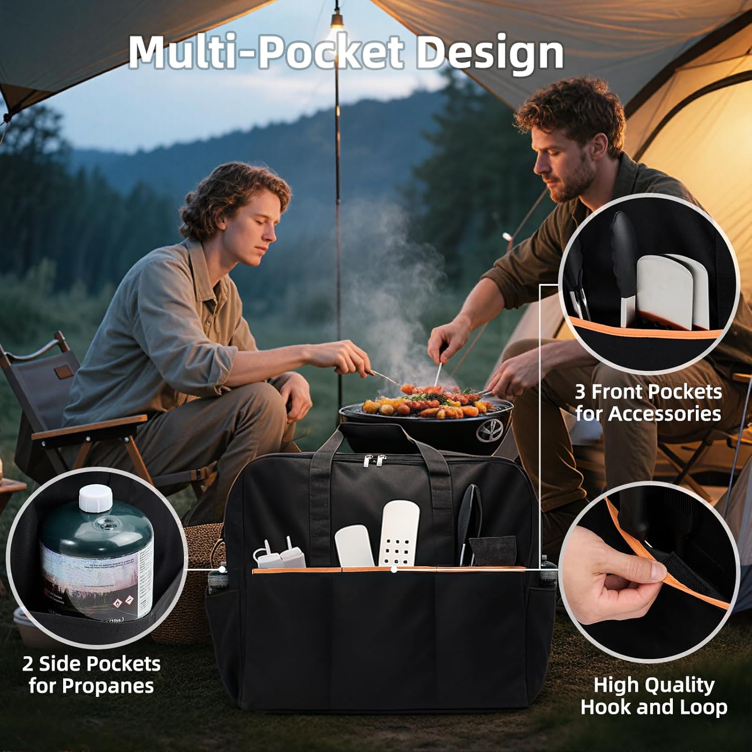 NOELIFE Carry Bag for Blackstone 22 inch Tabletop Griddle with Hood Lid, Reinforced Hardware & Rip-Proof Heavy Duty Fabric, Outdoor BBQ Grill Carrying Case, Black (Bag Only)