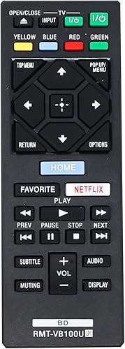 Reemplazo BDP-S1500 Control remoto para reproductor de discos Blu-ray Sony - Compatible con VB100U Sony Blu-ray Disc Player Control remoto
