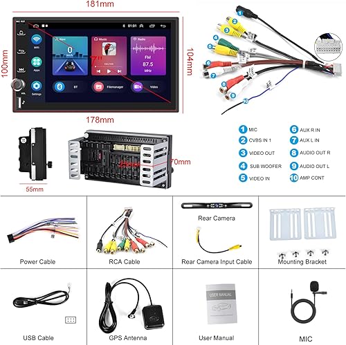 Miniatura 7 de Actualización Radio de coche doble DIN 2+32G compatible con CarPlay inalámbrico, Android Auto inalámbrico con pantalla táctil IPS de 7 pulgadas,