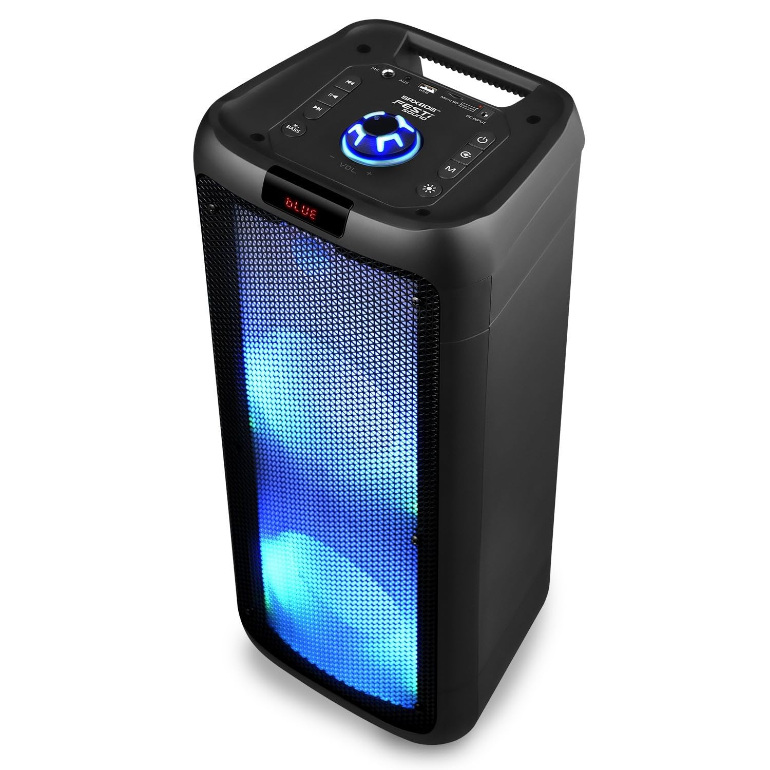 Enceinte Active SRX208-500W - 2X 8 à LED - Autonome sur Batterie Bluetooth USB SD TWS - Micro Fil