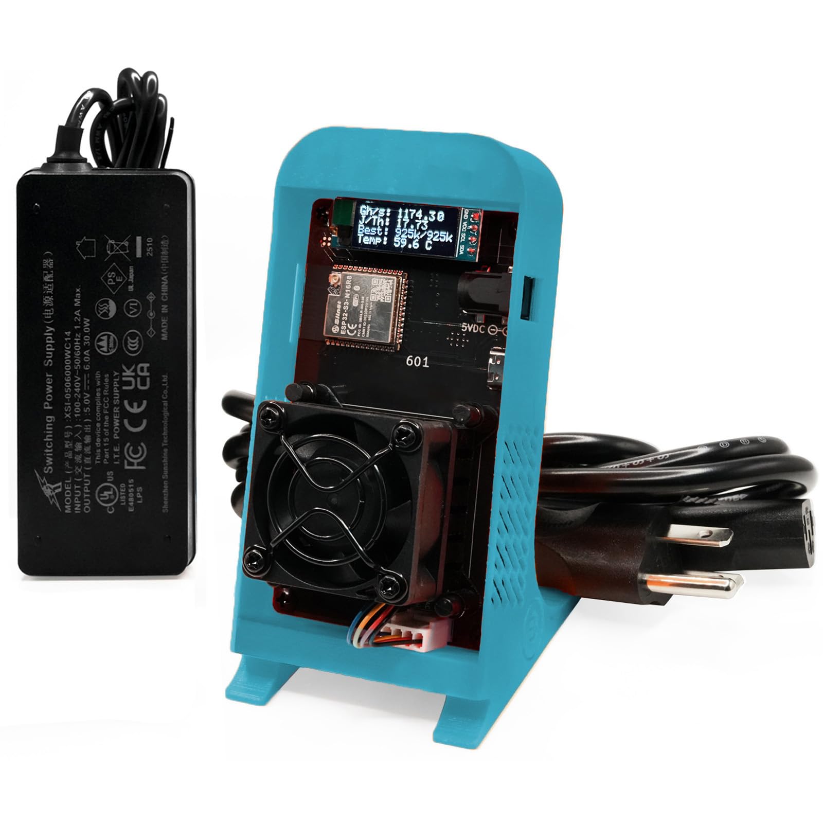 Bitcoin Miner Bitaxe Gamma 601 Bitcoins Miner BM1370 Asic Chip 1.2TH/s Solo  Miner 2.4G WiFi/Hotspot Crypto Miner Home Use BTC Miner Low Noice Include  PSU, Blue Lucky Miner