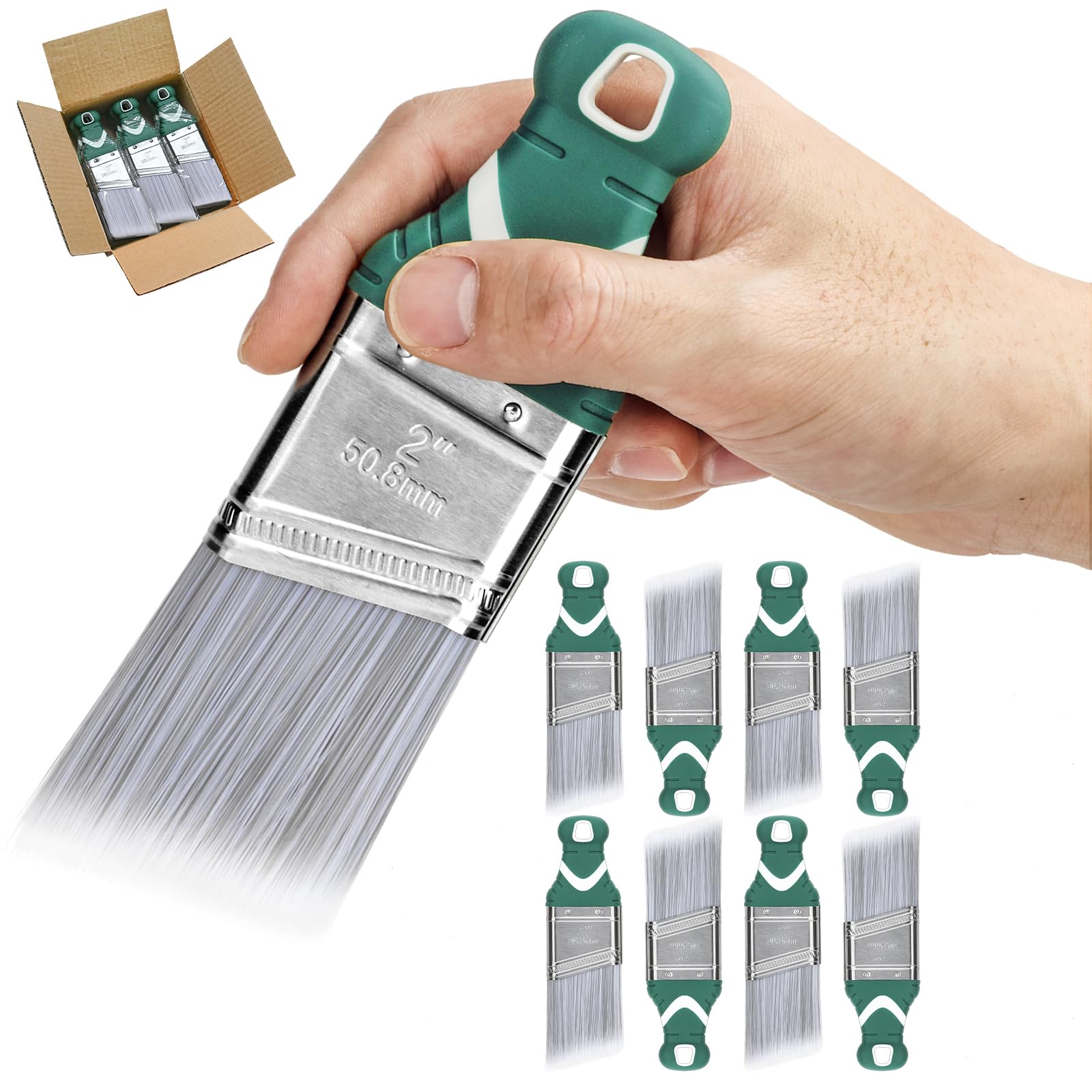 Angled Paint Brush Set - 3 Pack, Easy Cleanup -7