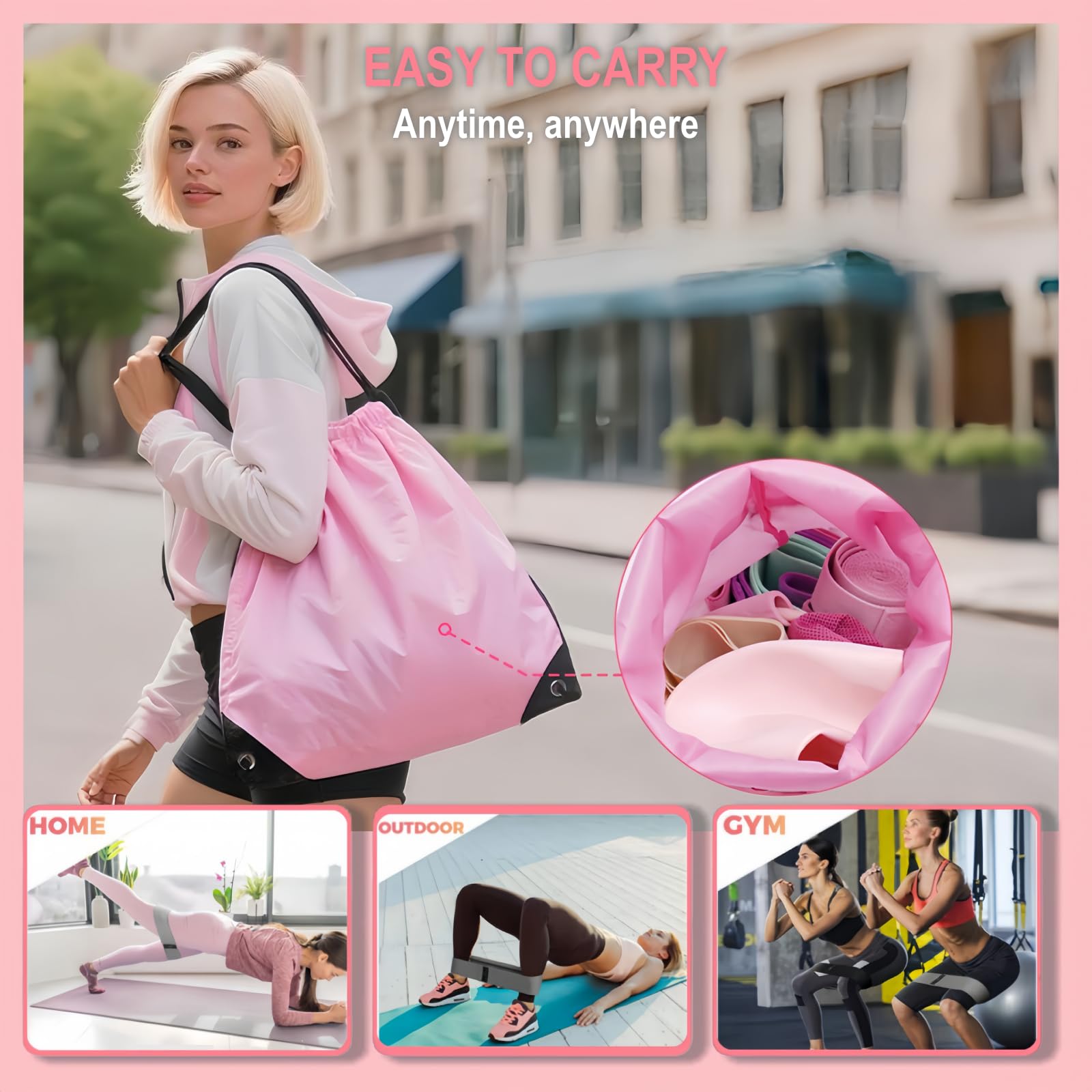Nuplot Kit essenziale per pilates da donna, kit per yoga e pilates per allenamenti a casa, con anello e set di palline, fasce per bottini, fascia di resistenza figura 8, fasce per yoga per lo