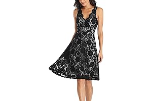 Women's Floral Lace Overlay Fit and Flare Empire Empire Waist Cocktail Dress for Wedding Party