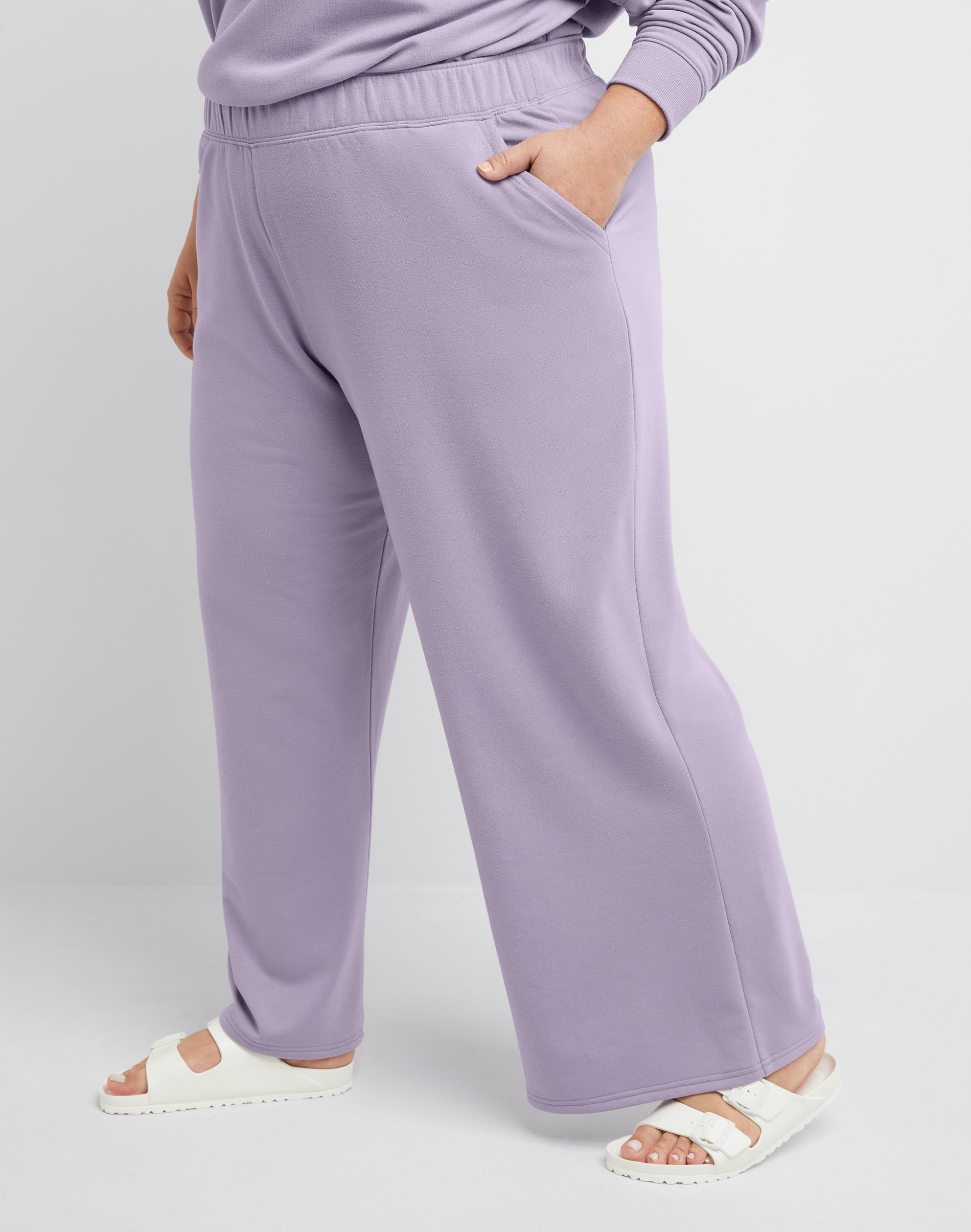 Hanes Originals Plus Size Palazzo Spodnie, Szczotkowane Polarowe Spodnie Dresowe, Rozkloszowane Nogawki, 72 Cm - Spodnie dresowe Kobiety