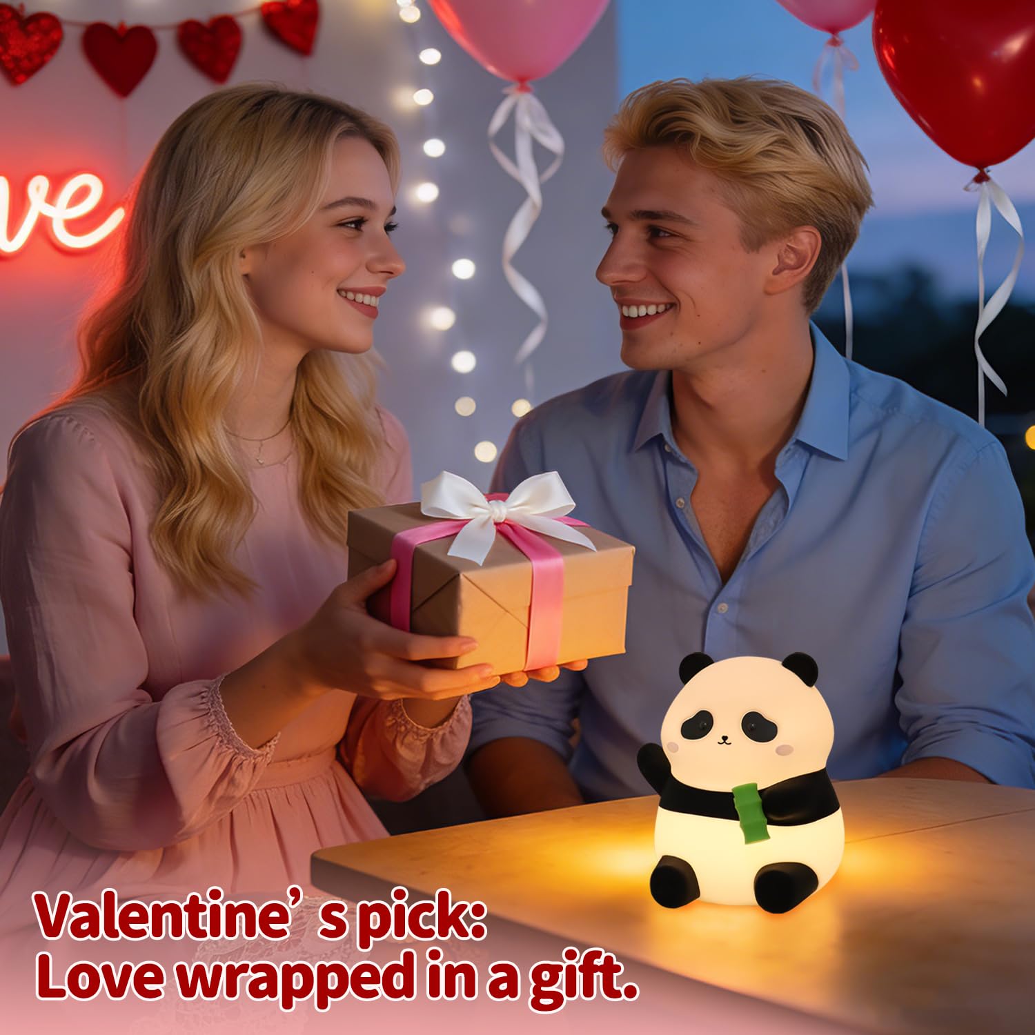 Rytinazzz Linda luz nocturna de silicona de panda, lámpara LED esponjosa con batería de larga duración de 12H/50H, 2 niveles de brillo por control de toque, luz suave recargable para decoración de