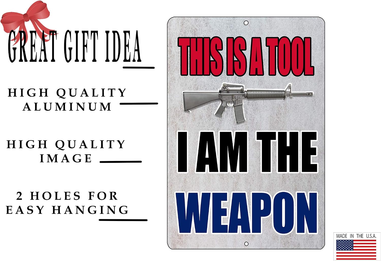 Rogue River Tactical Funny Pro Gun 2nd Amendment Metal Tin Sign Bundle Wall Decor Gift Set Man Cave Bar I Am The Weapon, Guns Make Me Happy Combo image 4