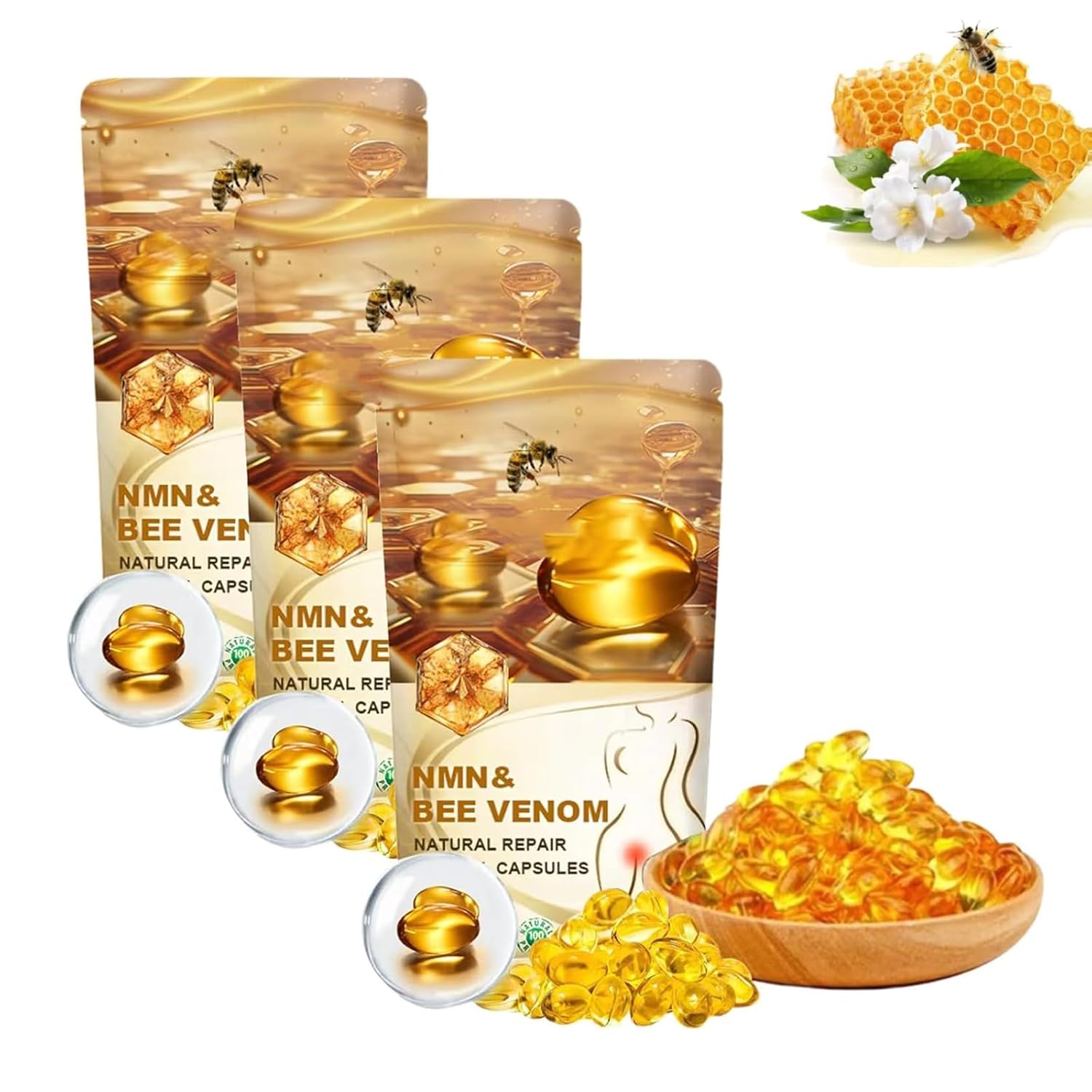 Bee Venom Natural Repair Vaginal Capsules,Bee Venom Tighten Capsules Instant Anti-Itch Detox Slimming Products. (3)