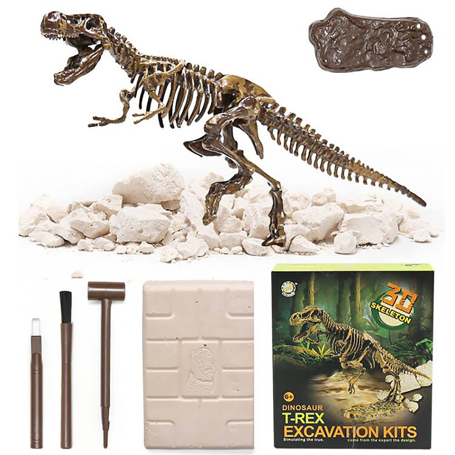 Georgie Porgy Dig it Out Dinosaur Gemstone Mineral Digging Set Fossil Archaeology Science Educational Toy Birthday Gift for Children Boys Girls 6 7 8 9 Years (T-Rex)