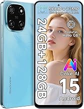 Blackview Color 6 Unlocked Mobile Phones, (2025) Newest, 24GB+128GB/2TB, 50MP+13MP AI Camera, 5000mAh/18W, Dual SIM Smartphone, 4G Android 15 Smart Phone, 5G WiFi/OTG/GPS, Fingerprint/Face ID, Blue