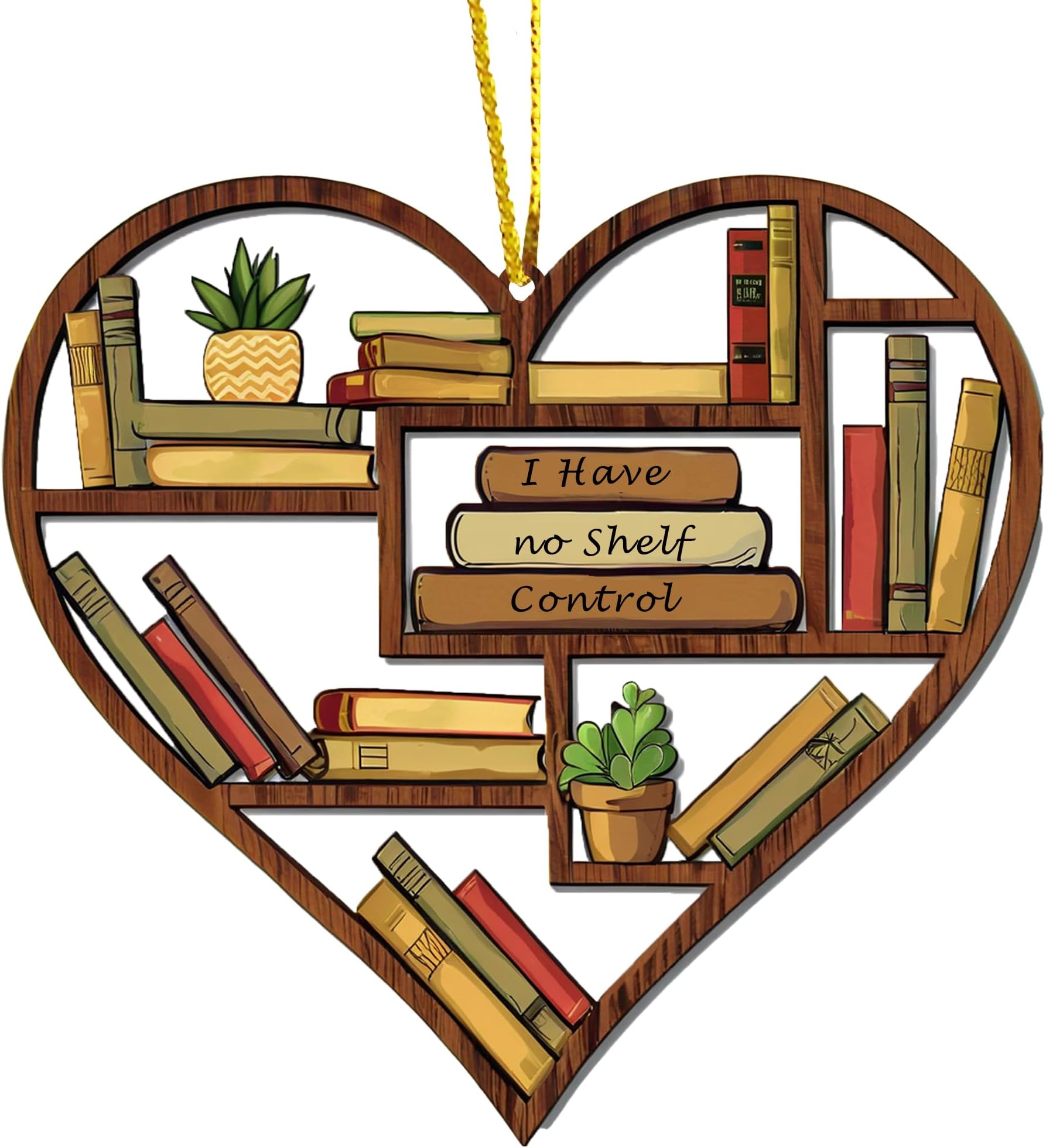 Hanging Book Lovers Wooden 2025 Heart Xmas Tree Bookshelves Ornaments Decor Creative Funny Hanging Heart Book for Wall Window Decoration