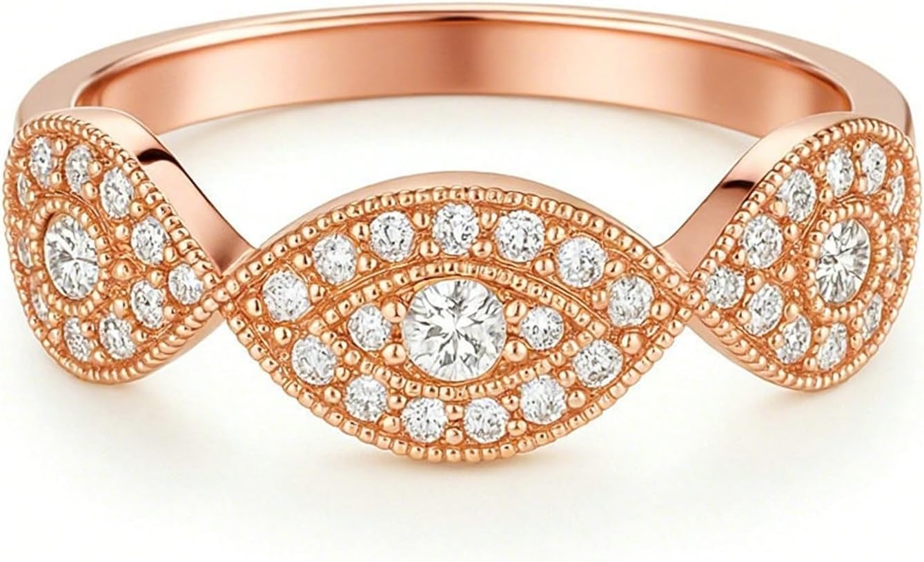 18Kt White Gold Charm Queen Rings for Womens, Moissanite Infinity Leaf 18 Karat Gold Wedding Band for Her, Size 4-11