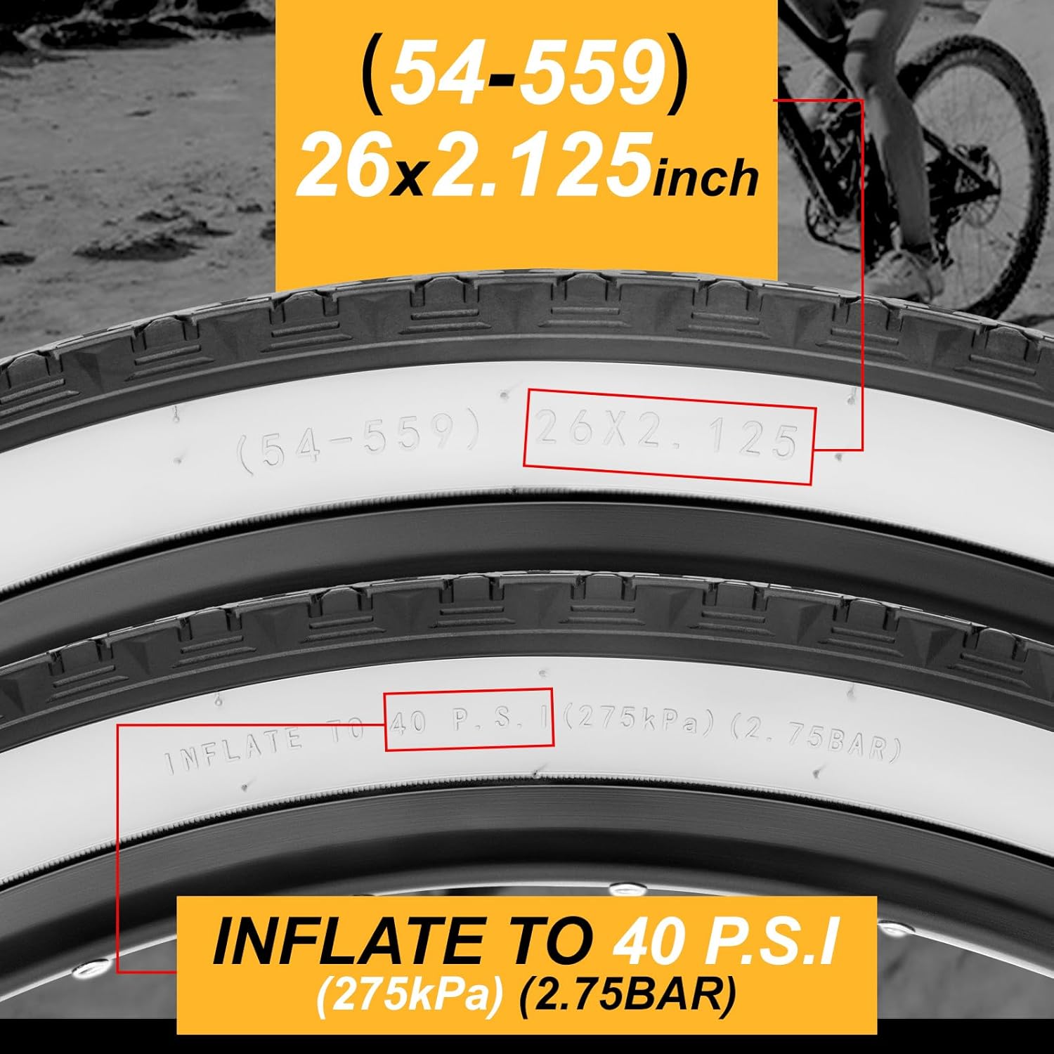 WHEELO 26 inch Cruiser Bike Tires Set: 2-Pack 26x2.125 Replacement Puncture-Resistant Bicycle Tires and Pair 26-inch Inner Tubes with Tire Levers for Beach Cruiser and Urban Commuting Bicycle