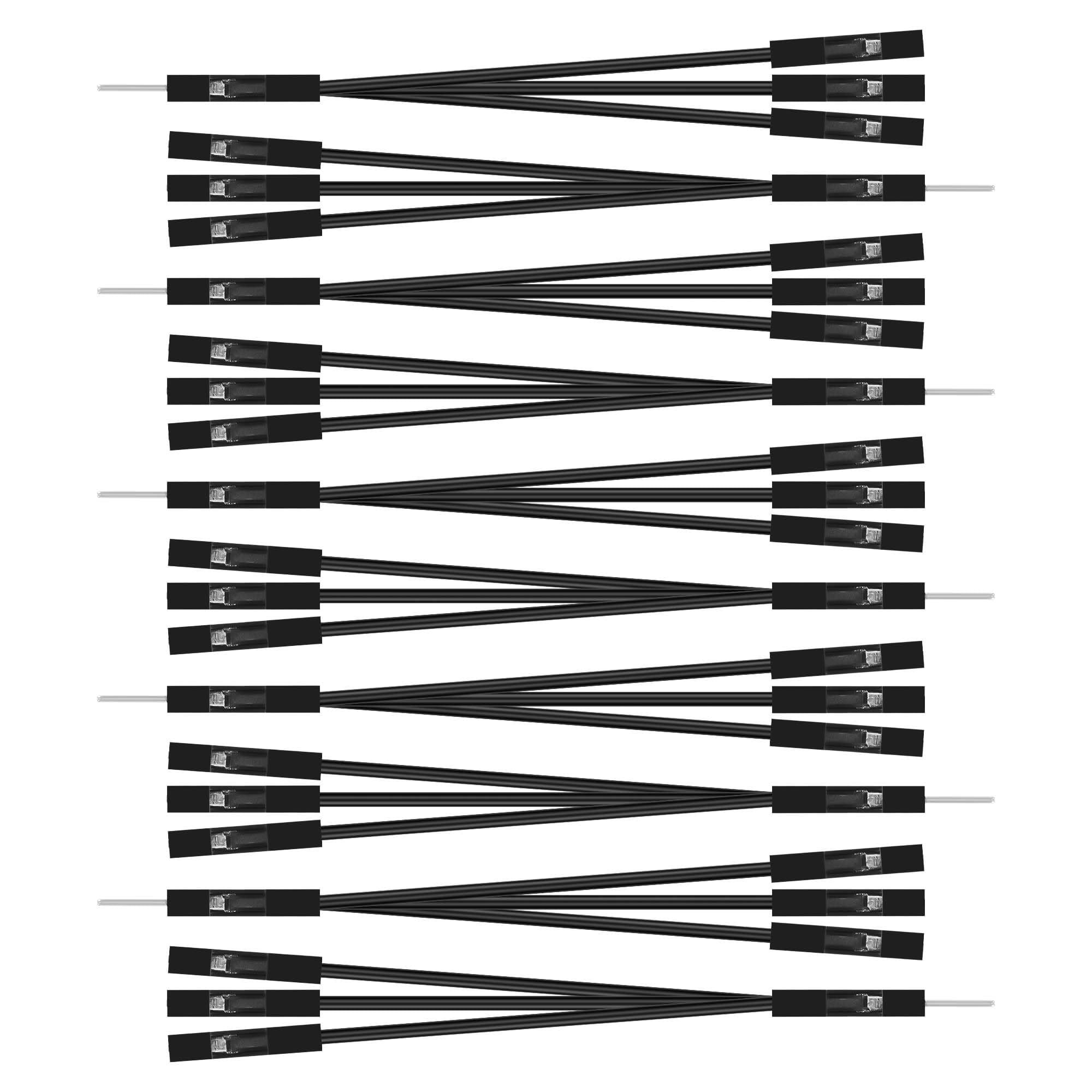GINTOOYUN 10 cavi neri da 1 a 3 breadboard jumper da 28 AWG, 1 maschio a 3 femmine, 2,54 mm, terminale DuPont per tecnologia PCB, schede madri PC, ecc. (4,72 pollici)