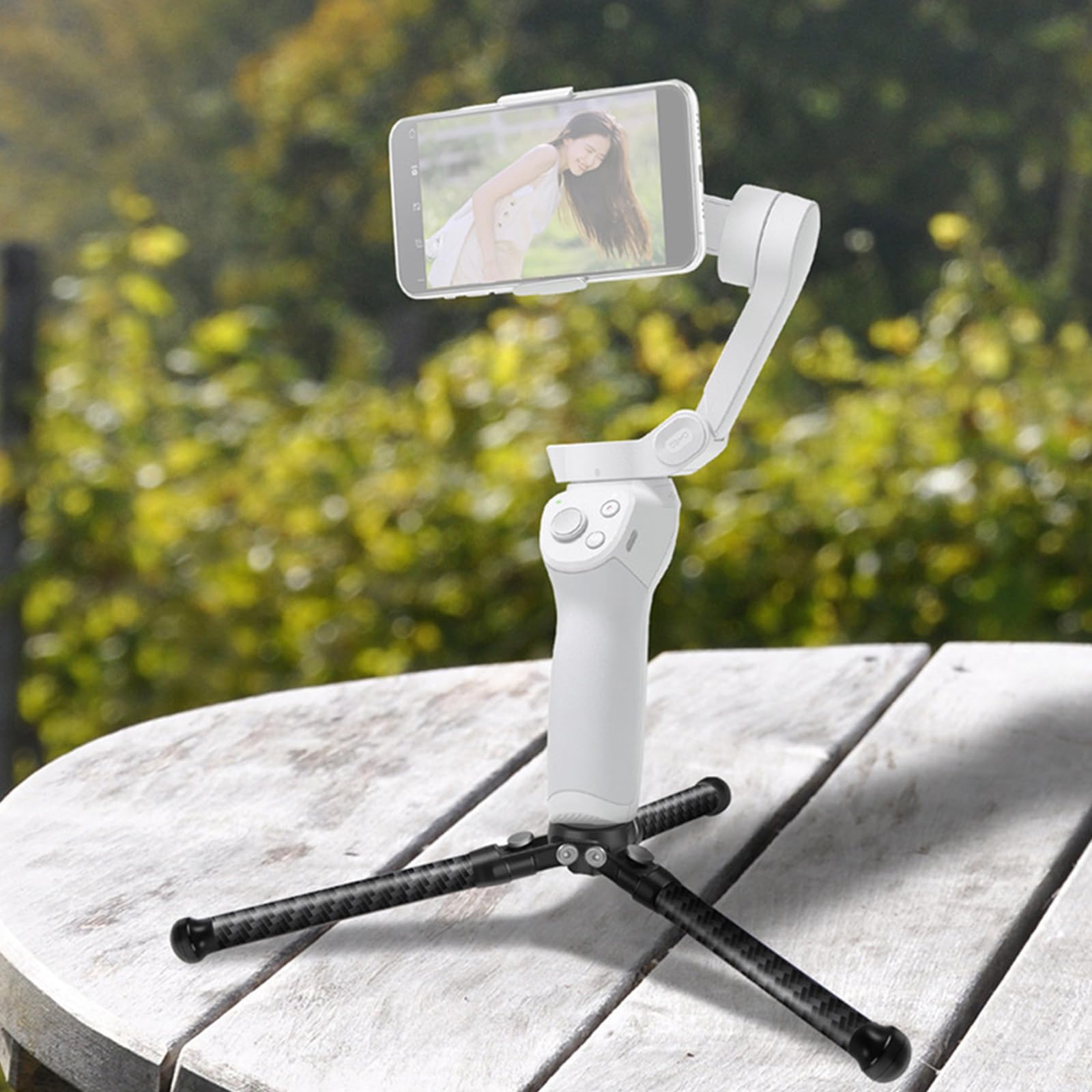 Treppiede in metallo con filettatura da 1/4 per telefono DSLR, design compatto, regolabile in altezza, supporto in fibra di carbonio