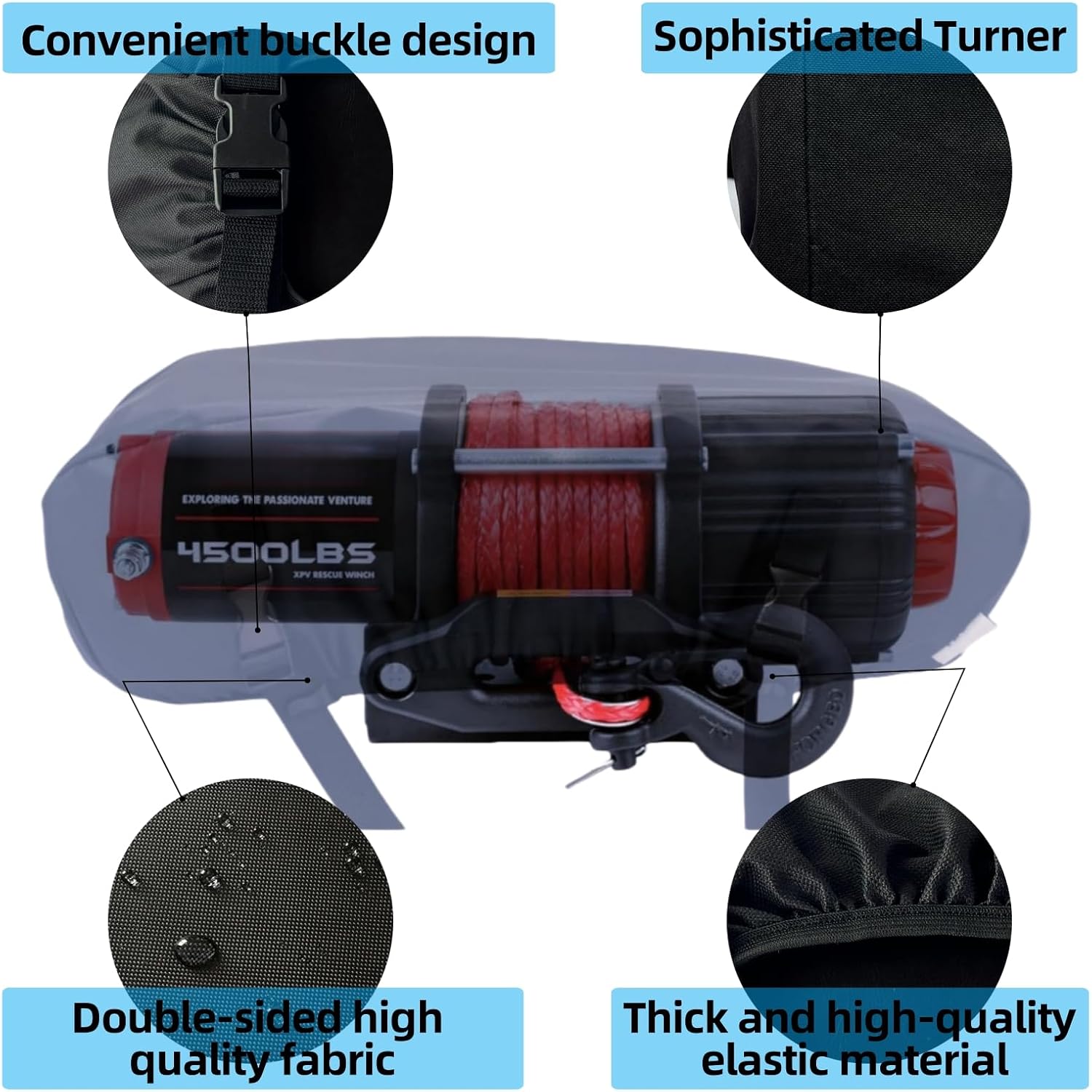 Small Winch Cover,Upgraded High Quality Waterproof Protective Cover for Electric Winches up to 5500 Lbs,Weather & UV-resistant Trailer Winch Dust Cover with Elastic Bottom and Straps