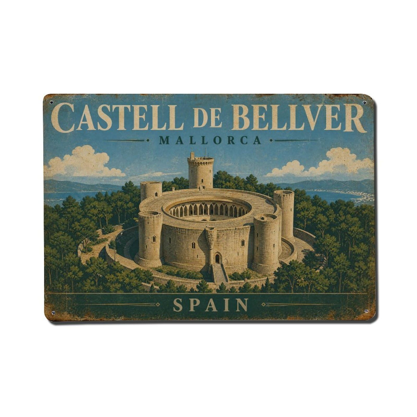 Metal Tin Sign Spain Mallorca Vintage Travel