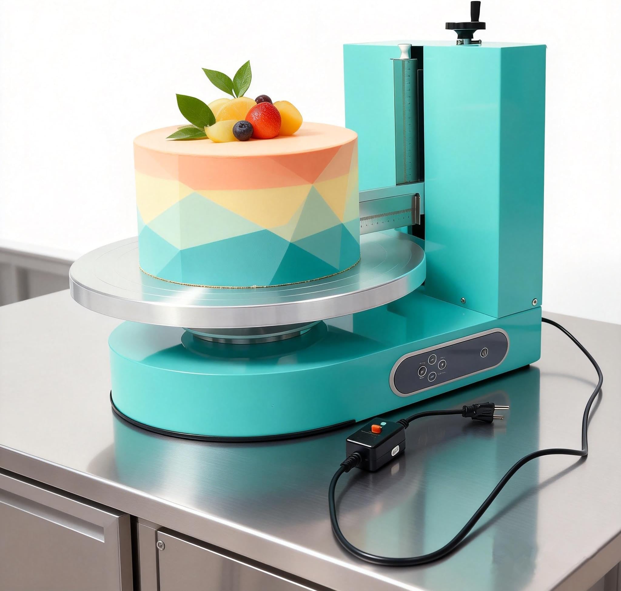 Cake Decorating Coating Machine 110-220V, Electric Cream Spreading Machine Applicable 4-12in Cakes, 60-320rpm Adjustable Birthday Cake Cream Smooth Coating Decoration Tool (Green)