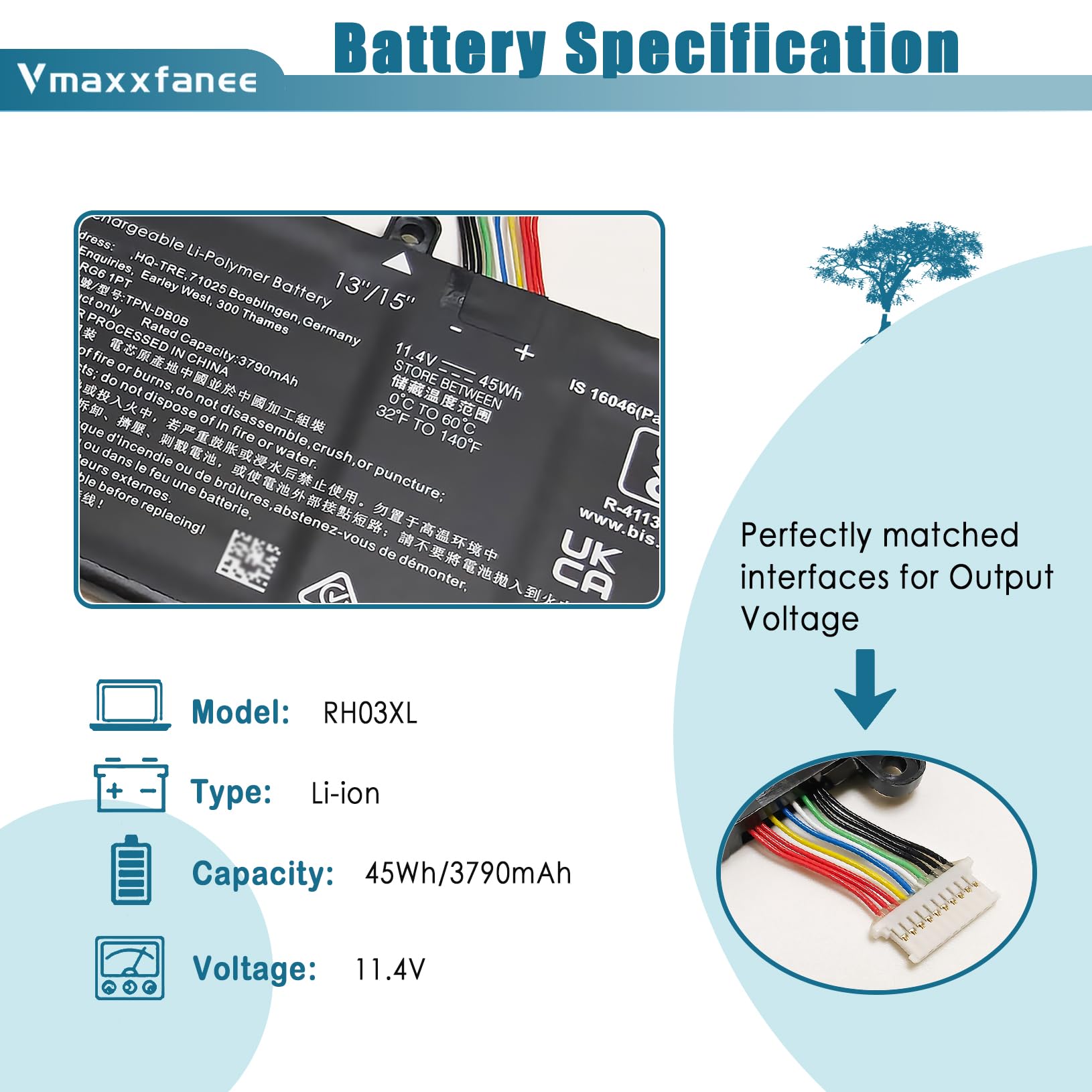 RH03XL M02027-005 - Batteria di ricambio per HP ProBook 630 640 650 430 440 445 450 G8 G9 G10 EliteBook 645 650 655 G9 G10 Series RHO3XL M01524-544-54 1 M01 524-2B1 M01524-AC1 M75017-171