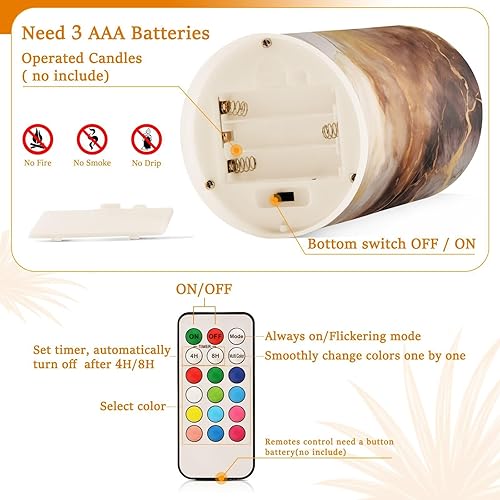 Vista 360 de Velas parpadeantes sin llama, velas LED moradas de mariposa lavanda con temporizador remoto, juego de 2 velas a pilas para San Valentín, boda