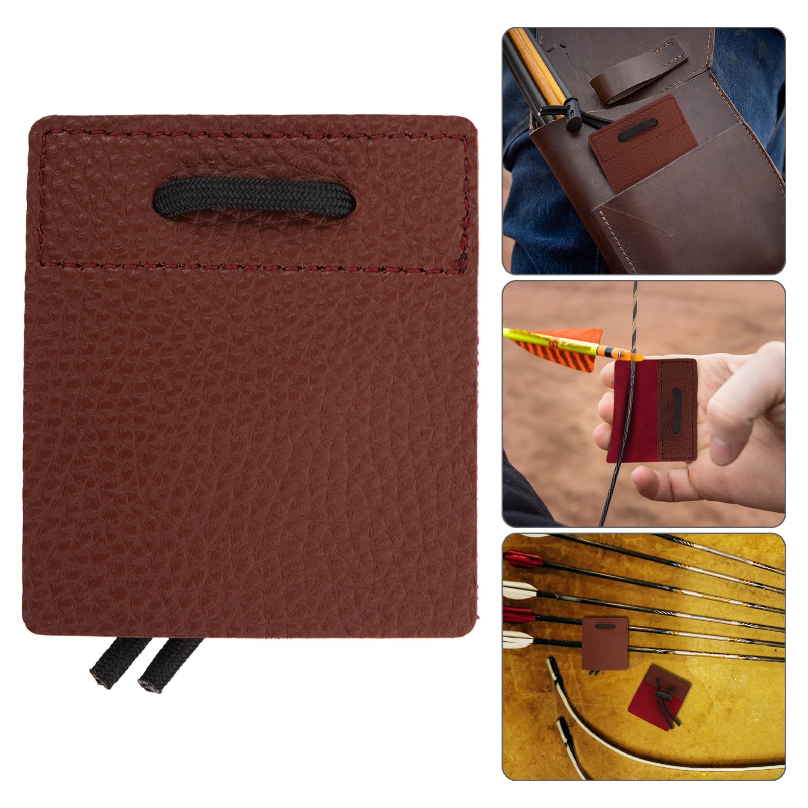 COOLHIYA Archery Finger Tab Finger Guard 2pcs Pu Leather Fingertabs Fingertip Protector for Practice Non-Slip Design