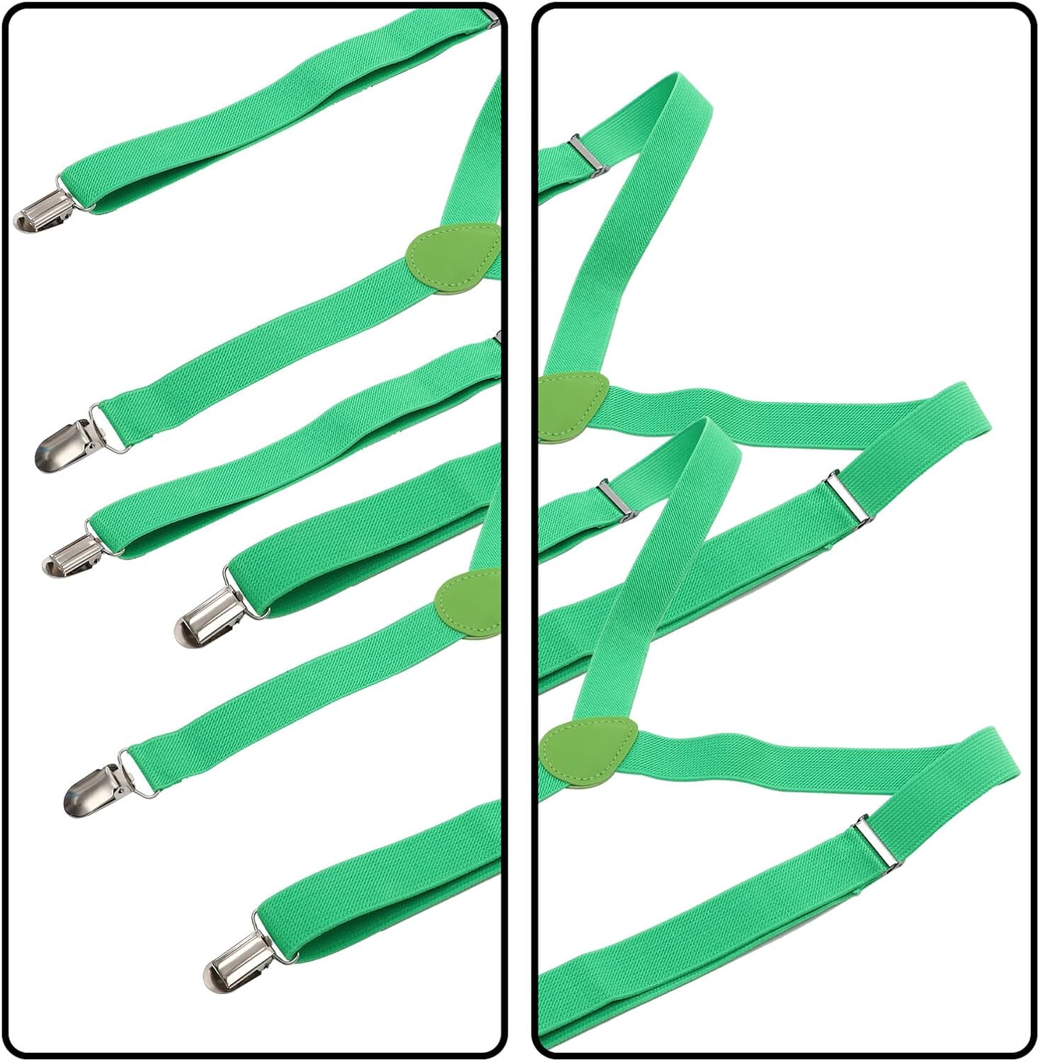 BESPORTBLE 2pcs Green Suspenders Men St Patricks Day Elastic Adjustable Pant Suspenders Comfortable Suit Accessory for Casual and Formal Wear