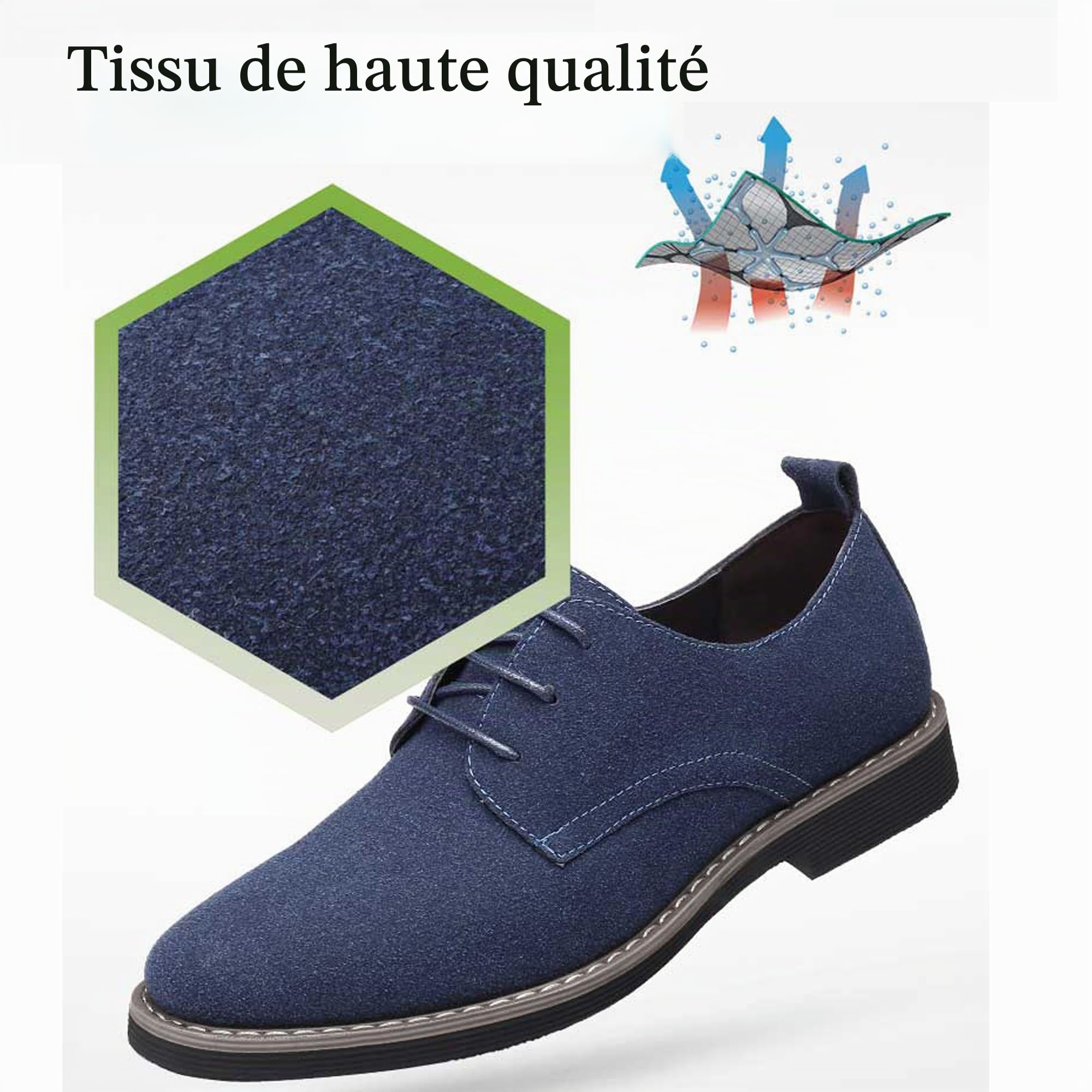 Asifn Hommes Robe Oxfords et Derbies Chaussures Cuir Classic Lacets Casual Suede Velours Low Top Affaires Chaussures Respirantes
