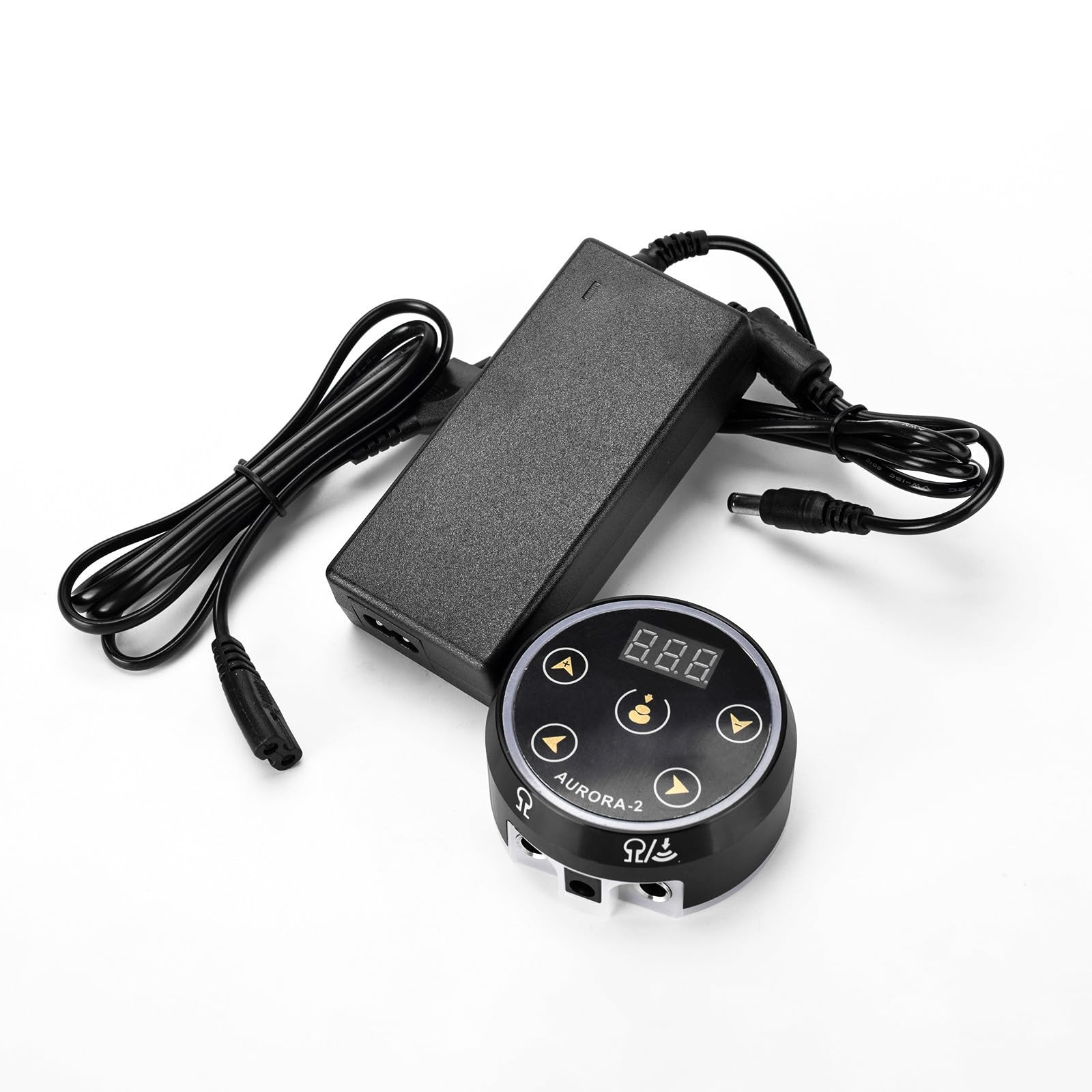 Fuente de alimentación ajustable para tatuajes: control de voltaje de 7 niveles de 1,5 a 16 V con pantalla LED, base magnética y soporte de pedal para máquinas de tatuaje