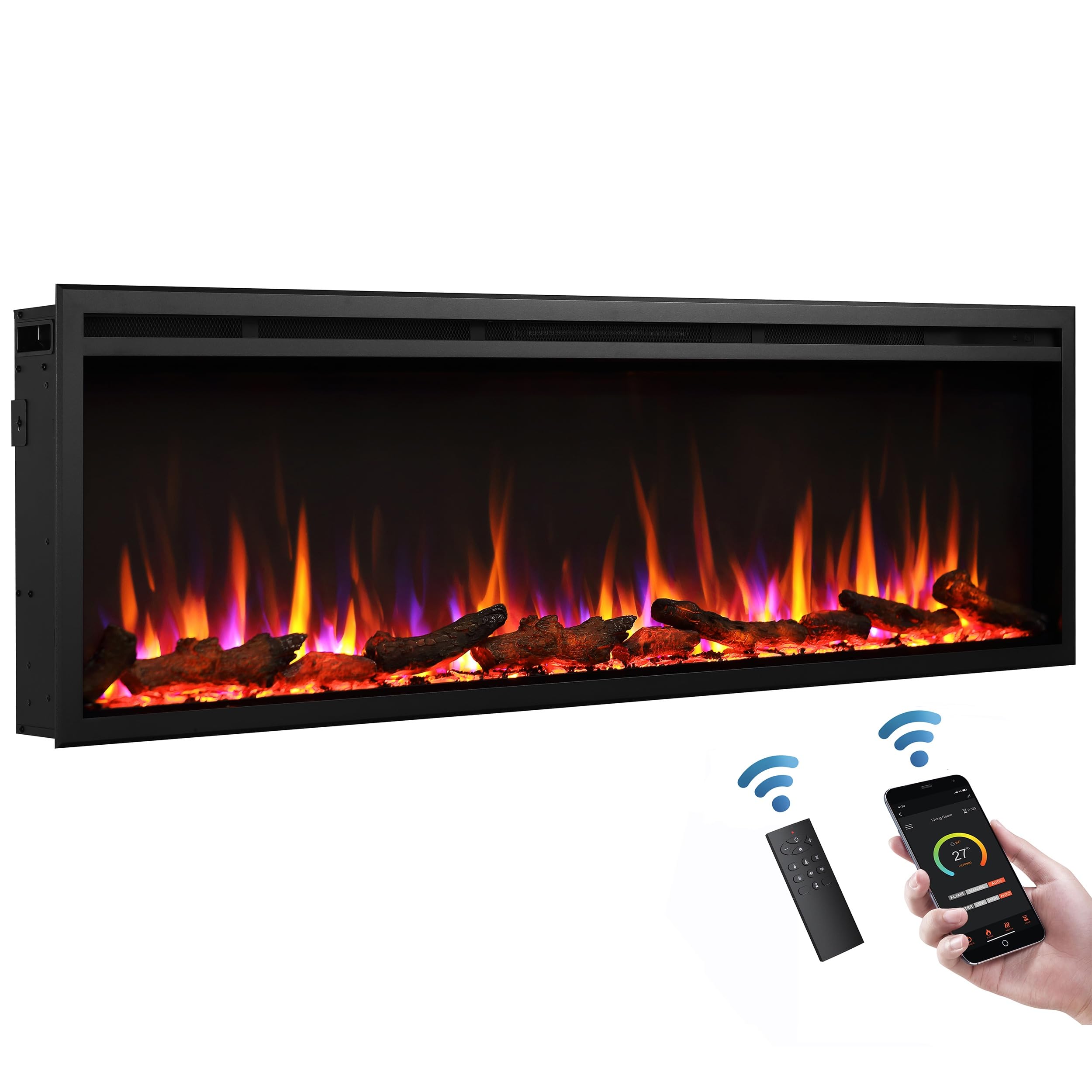 BALDERIA Atalanta 60 - Chimenea electrica empotrable Inteligente con WiFi App