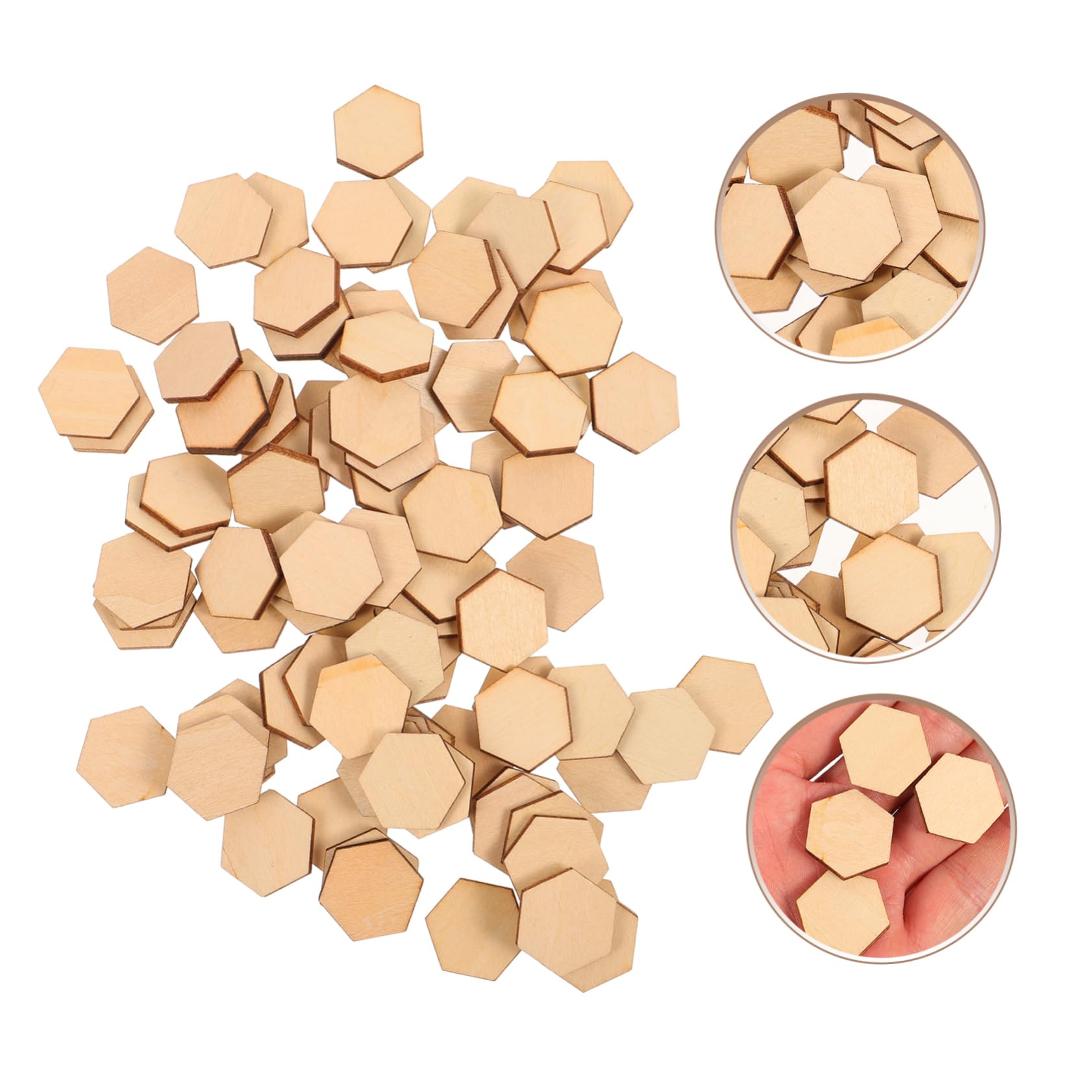 Mipcase 100 Pezzi Decorazioni in Legno Esagonali in Faggio, Ornamenti per Lavoretti Natalizi, Decorazioni Legno Natalizie Fai da Te