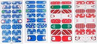 Minkissy 4 folhas de Natal, adesivos completos de unhas, adesivos, esmalte, flocos de neve, esmalte de unha, adesivos para mulheres, meninas