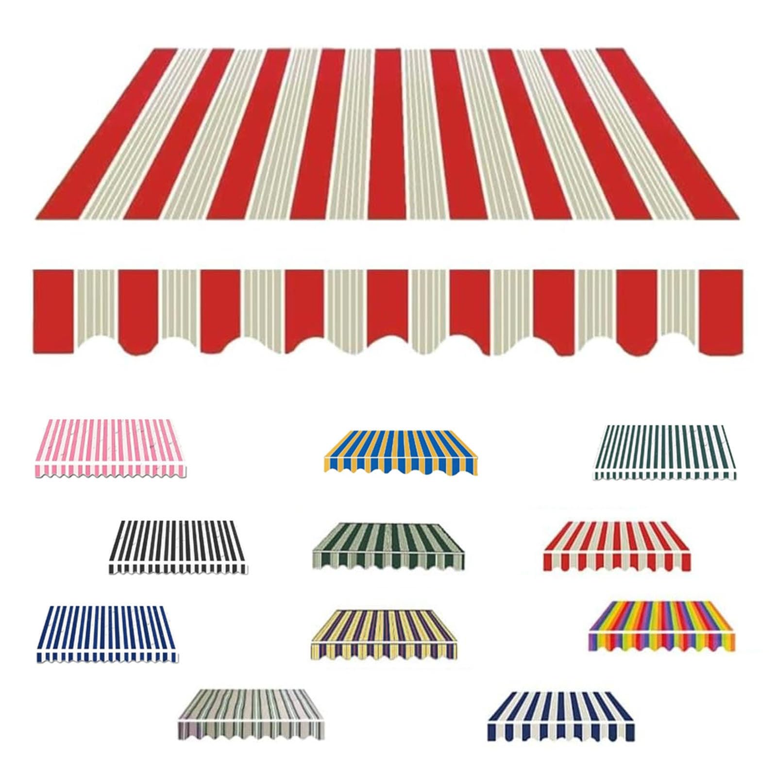 2m 2.5m 3m 3.5m 4m Garden Awning Replacement Fabric Top Cover Front Valance, Awning Fabric Replacement Window Awning Cover For Courtyard Balcony Restaurant(Red,4x3m)