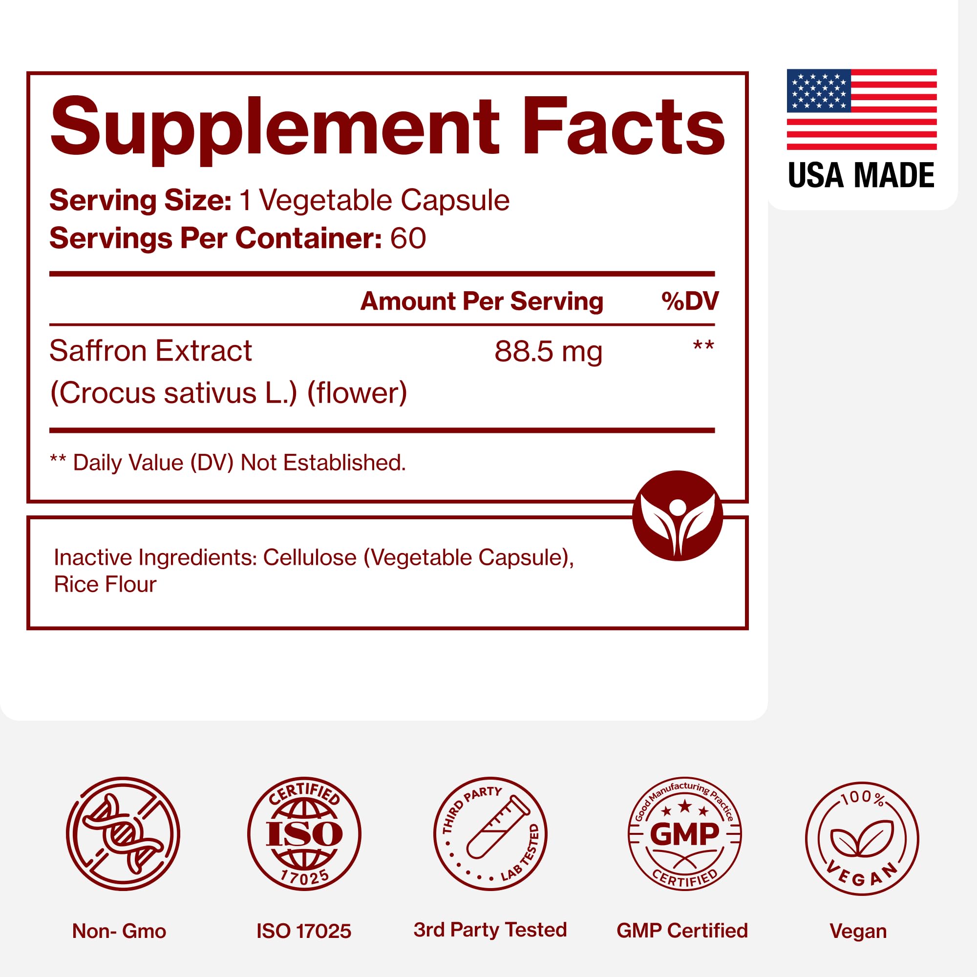 Saffron Supplement, 100% Pure Saffron Extract Capsules, Mood & Energy — Amazon image 7