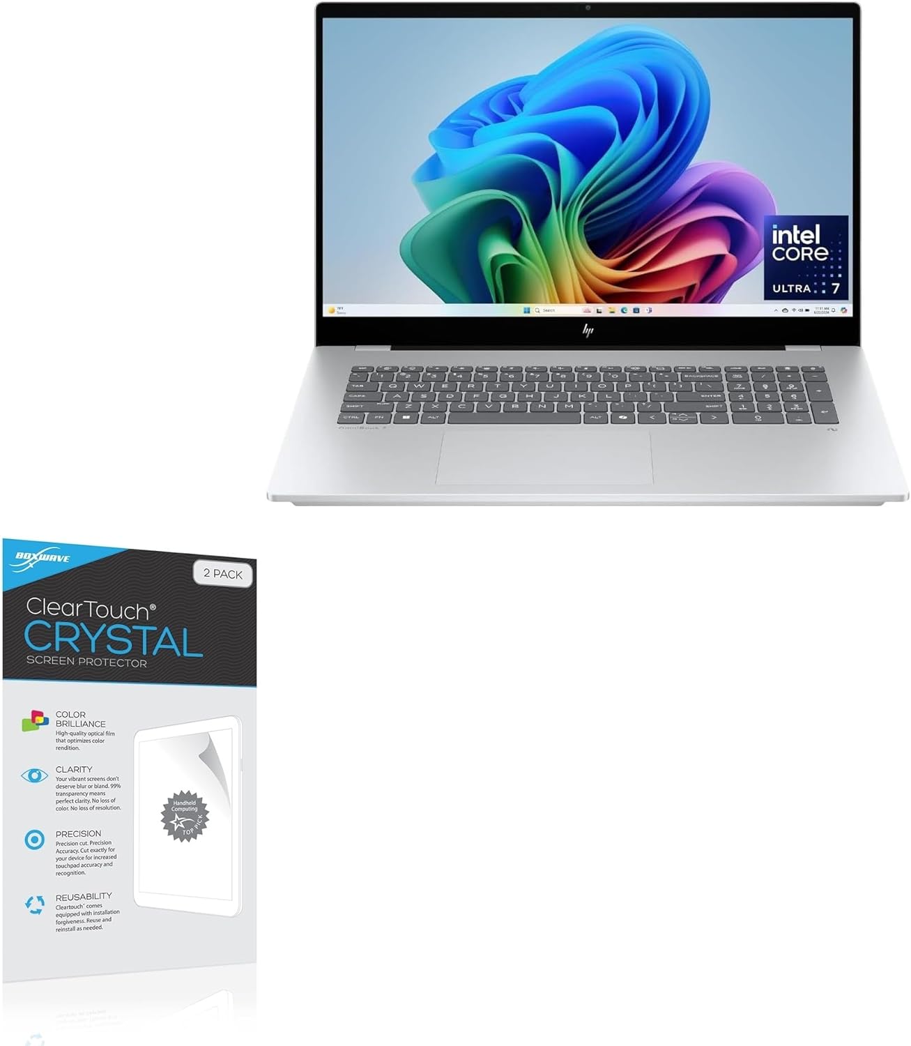 BoxWave Screen Protector Compatible with HP OmniBook 7 (NGAI 17-dc0000nr) (17.3 in) - ClearTouch Crystal (2-Pack), HD Film Skin - Shields from Scratches