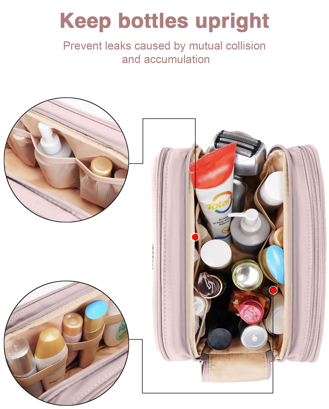 Beauty case per uomini e donne, essenziale da viaggio con nave da crociera, kit dopp da barba con separazione asciutta e bagnata, borsa organizer per cosmetici da bagno impermeabile, accessori per il