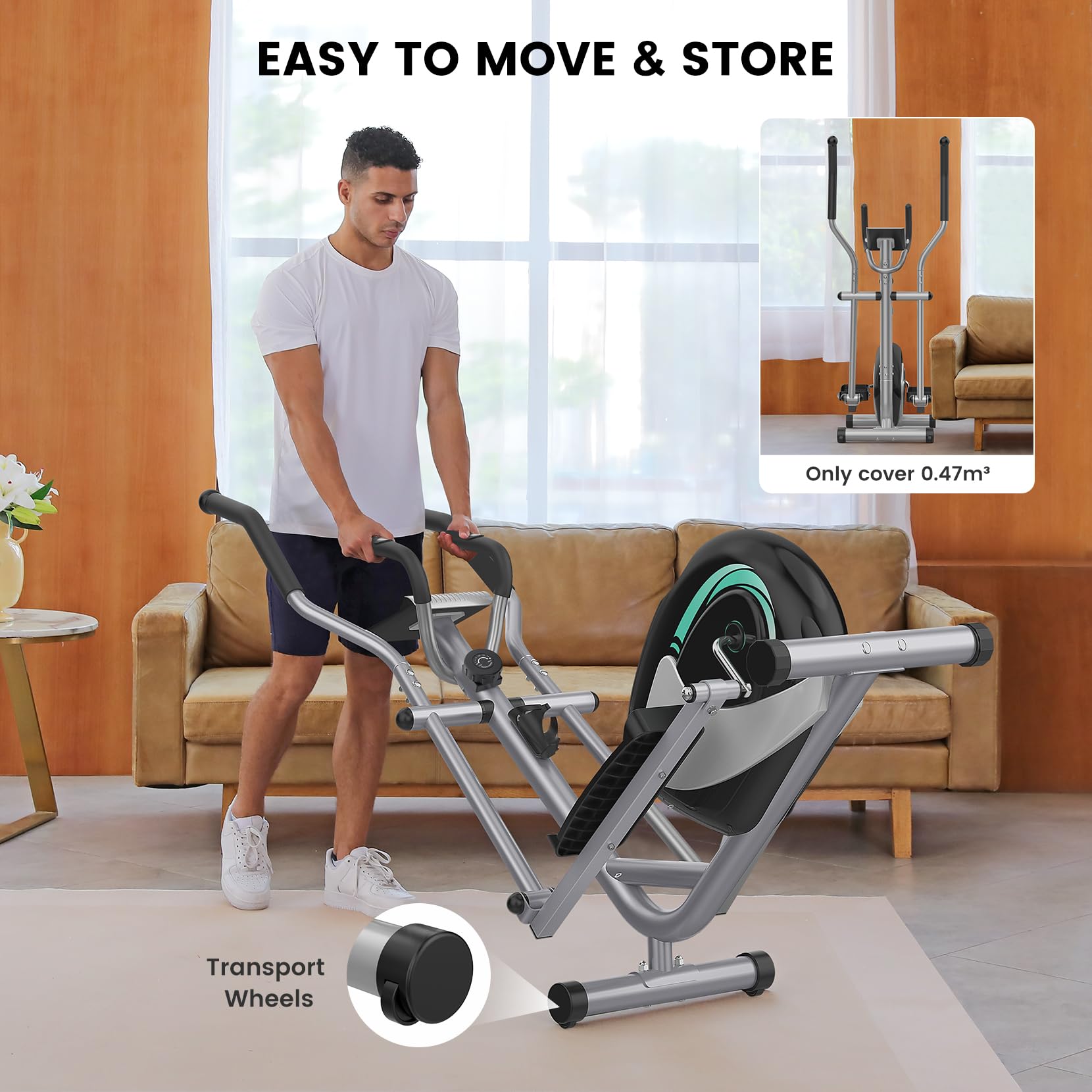 Dripex Elliptical Crosstrainer, Extrem leises magnetisches Ellipsentrainer für den Heimgebrauch, mit 6KG Schwungrad, 16 Widerstandsstufen, Pulssensor, LCD Monitor & Gerätehalterung (Grün)