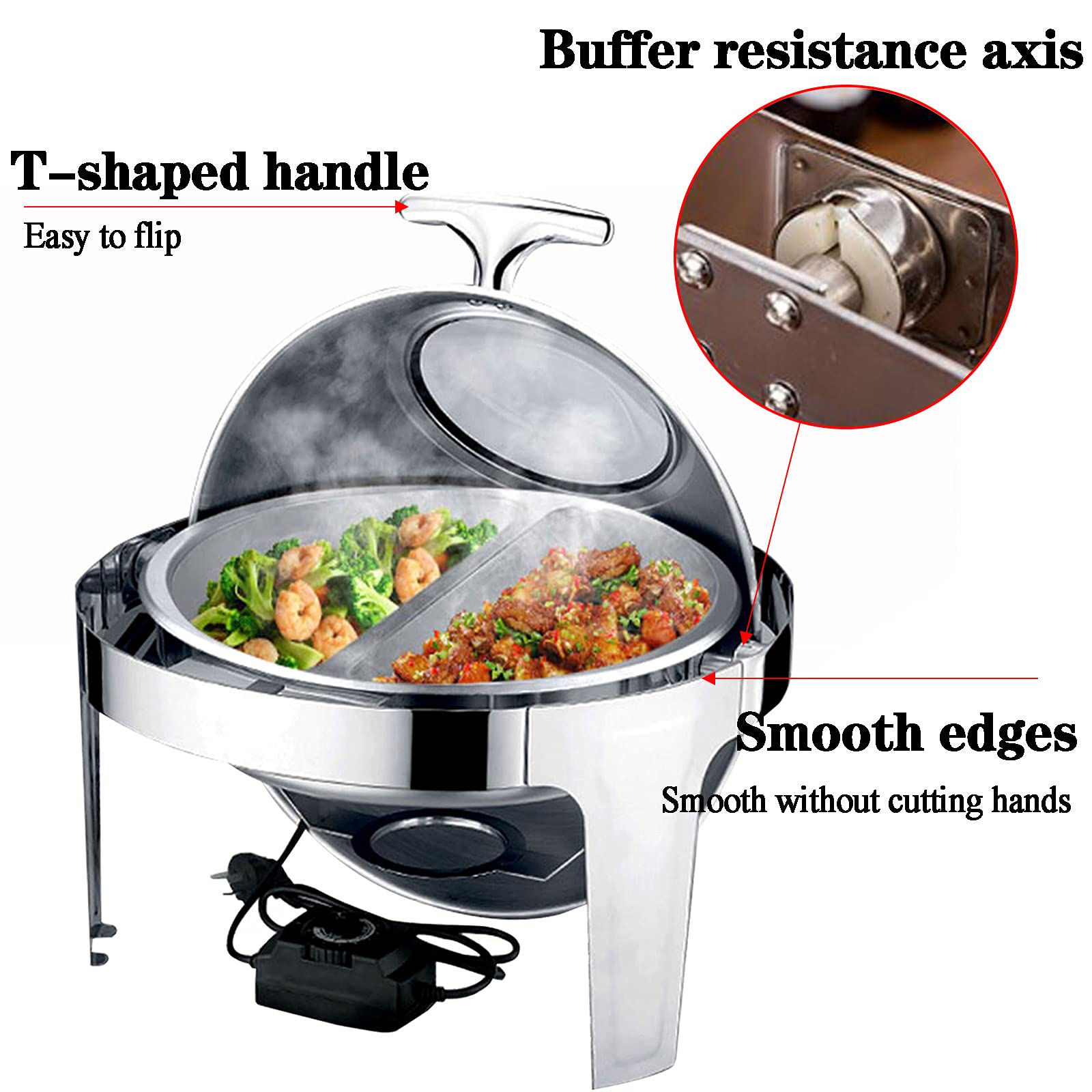 Chafing Dish Elettrico Set 400W/220V, Scaldavivande in Acciaio Inossidabile per Buffet Feste, Contenitore Termico per Alimenti Pentole Riscaldante, Ideale per Hotel