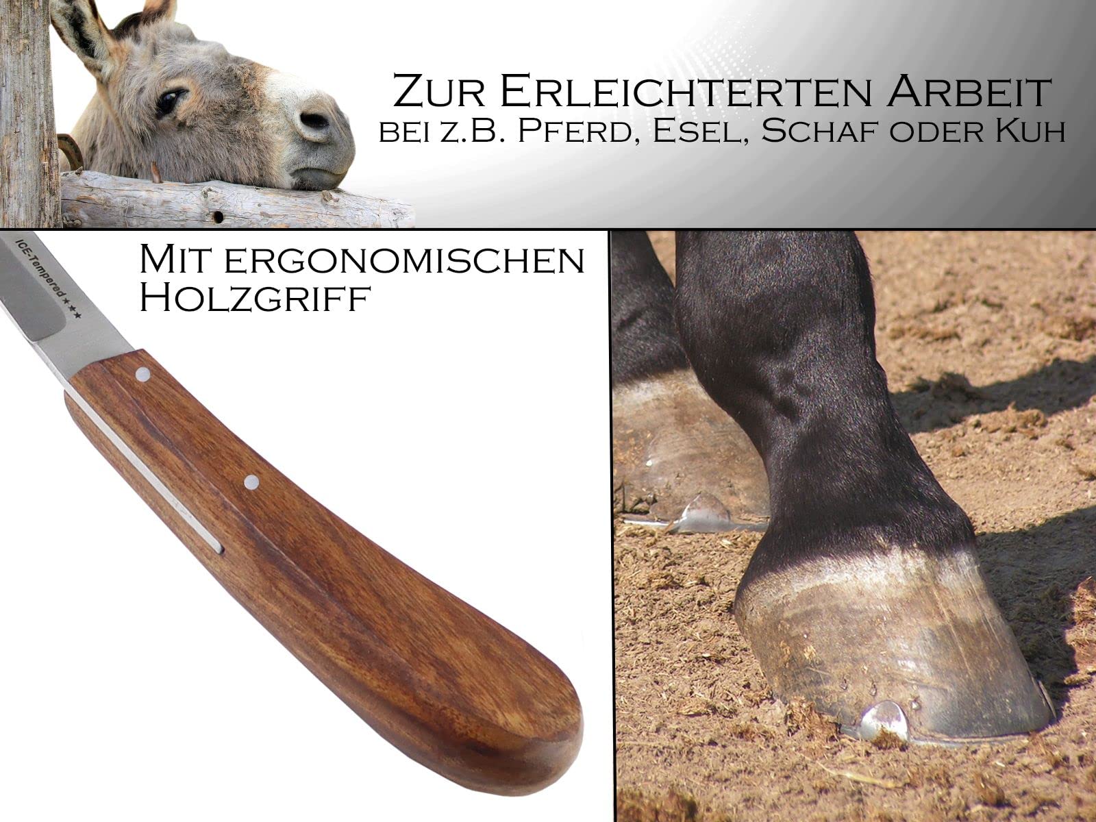 InstrumenteNrw Pferde Hufmesser Set 3er Hufschneidemesser Schlaufenmesser