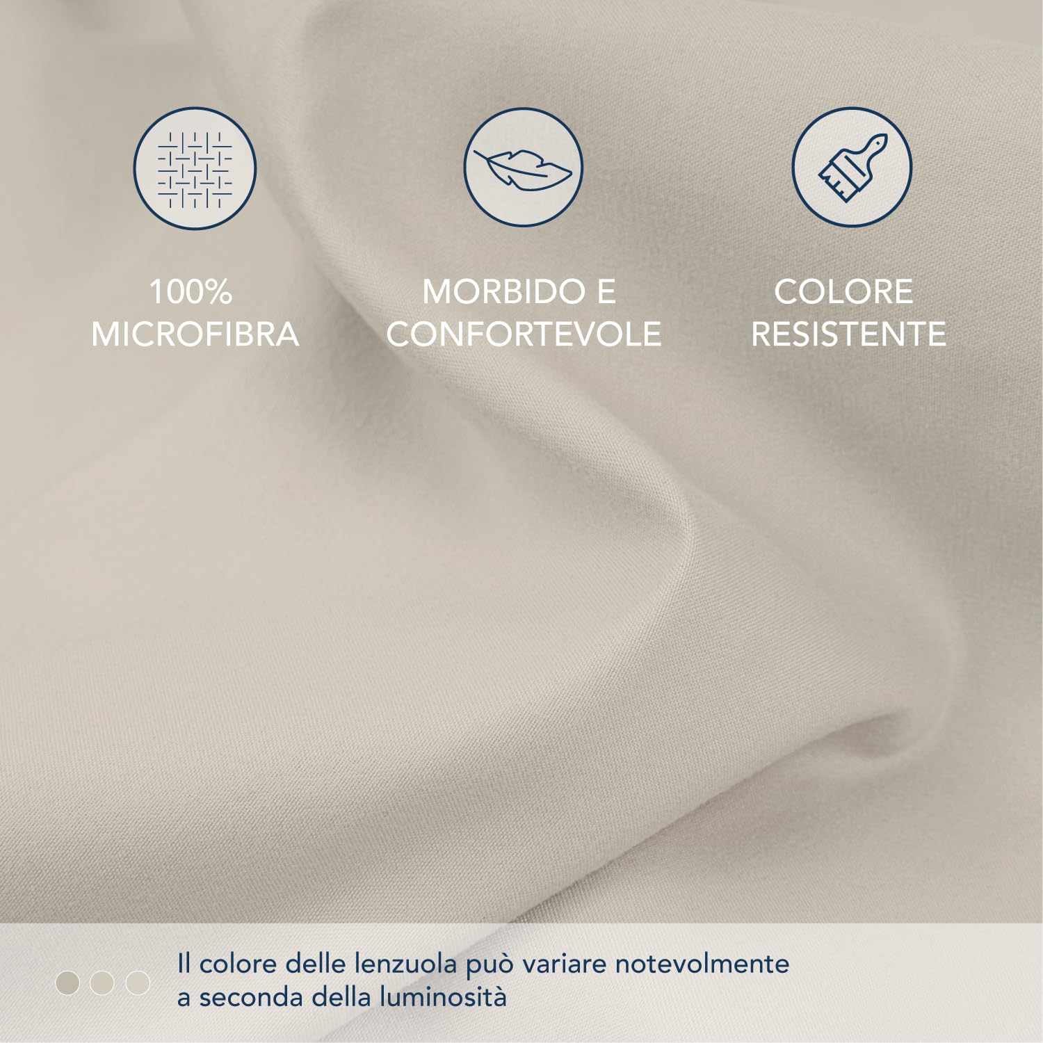 Dreamzie Lenzuolo con Angoli Piazza e Mezza 120x200 cm - Angoli da 35 cm per Materassi Spessi - 100% Microfibra - Beige, Certificato senza Prodotti Chimici (Oeko-TEX)