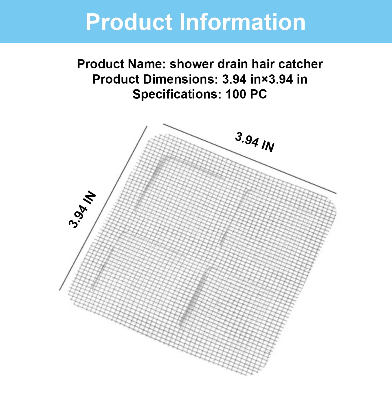 100Pcs Disposable Shower Drain Hair Catcher, Hair Drain Stickers, Mesh Drain Cover for Bathroom Bathtub Kitchen Laundry — view 2