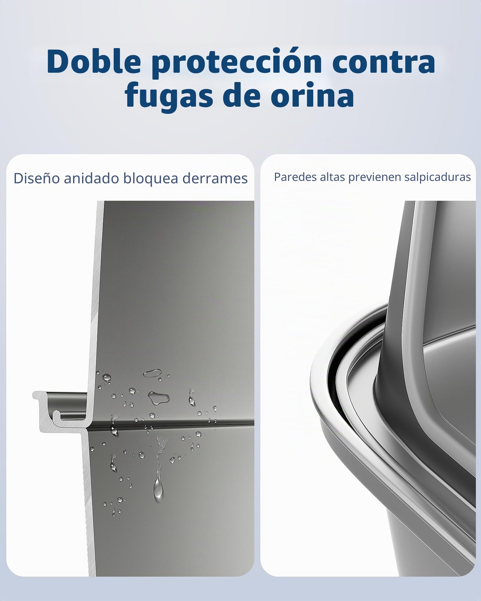 Arenero Gato Acero Inoxidable, Caja de Areneros para Gatos Grandes XXL, Arenero Todo Metálico para Gatos, WC Gatos con Bordes Altos Desmontables, Antiadherente, Sin Olores y Fácil de Limpiar
