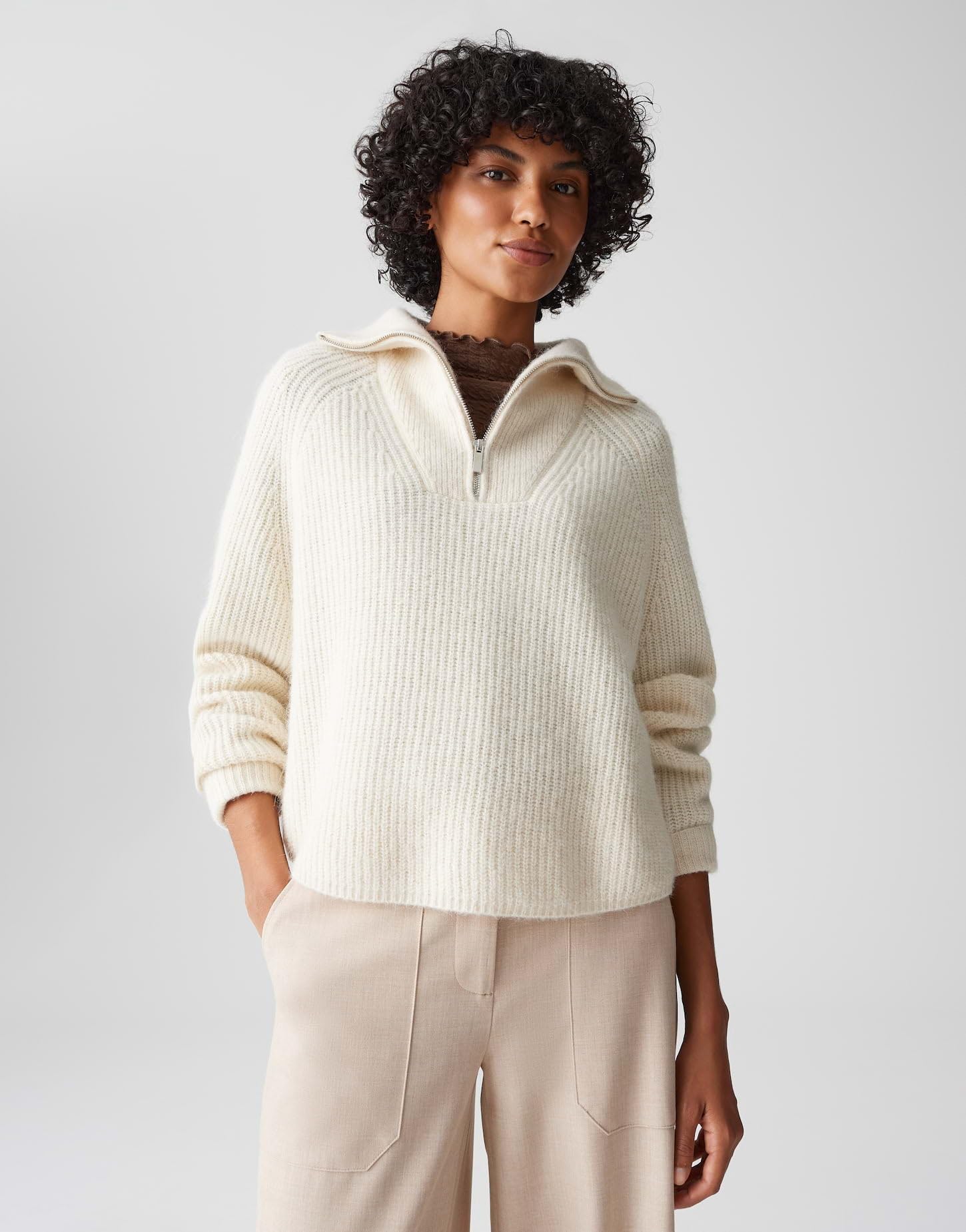 OPUS Damen Pullover | POY Loose Rippstrick Troyer