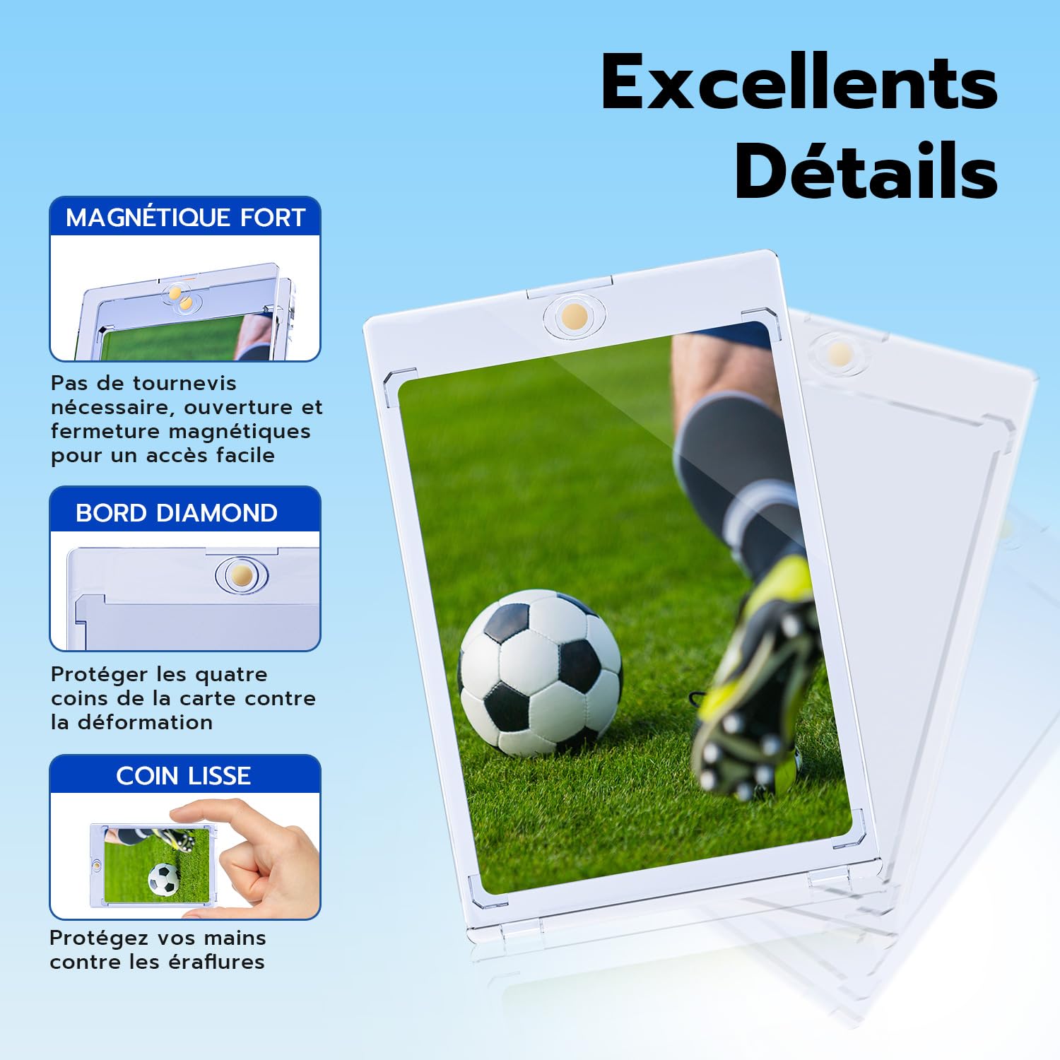 20 Étuis Porte Magnetic Card Holder 35PT, Protège Carte UV Protection Cartes, Pour Cartes Magic, TCG, MTG, Sport, Baseball, Coins Diamantés, Transparents