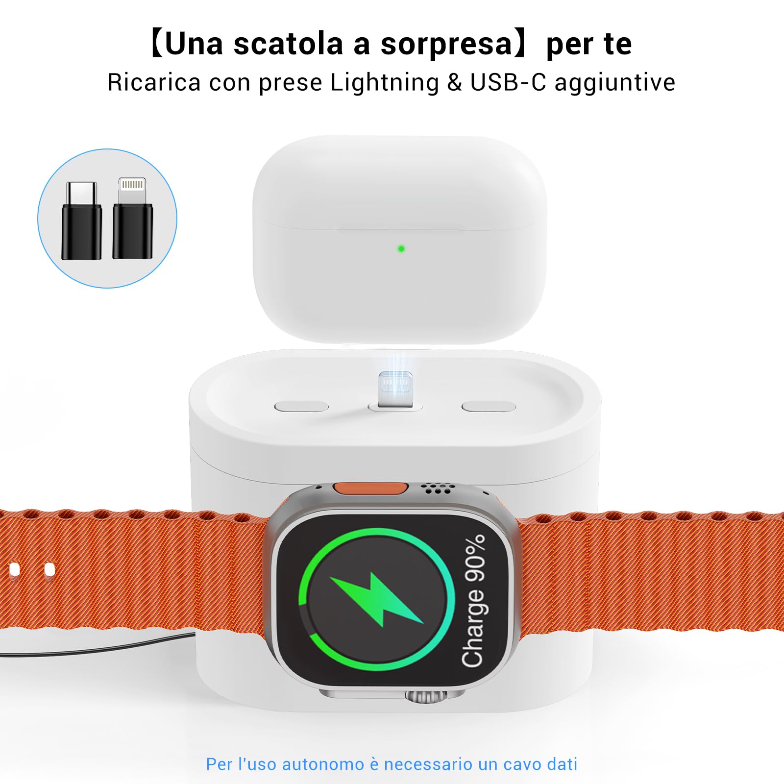 【2025 Upgrade】3 in 1 Caricatore Wireless iPhone Apple Watch AirPods, Caricabatterie per Samsung, Lampada da comodino touch, senza fili, 3 funzioni, sveglia, stazione di ricarica 16/15/14/13 accessori