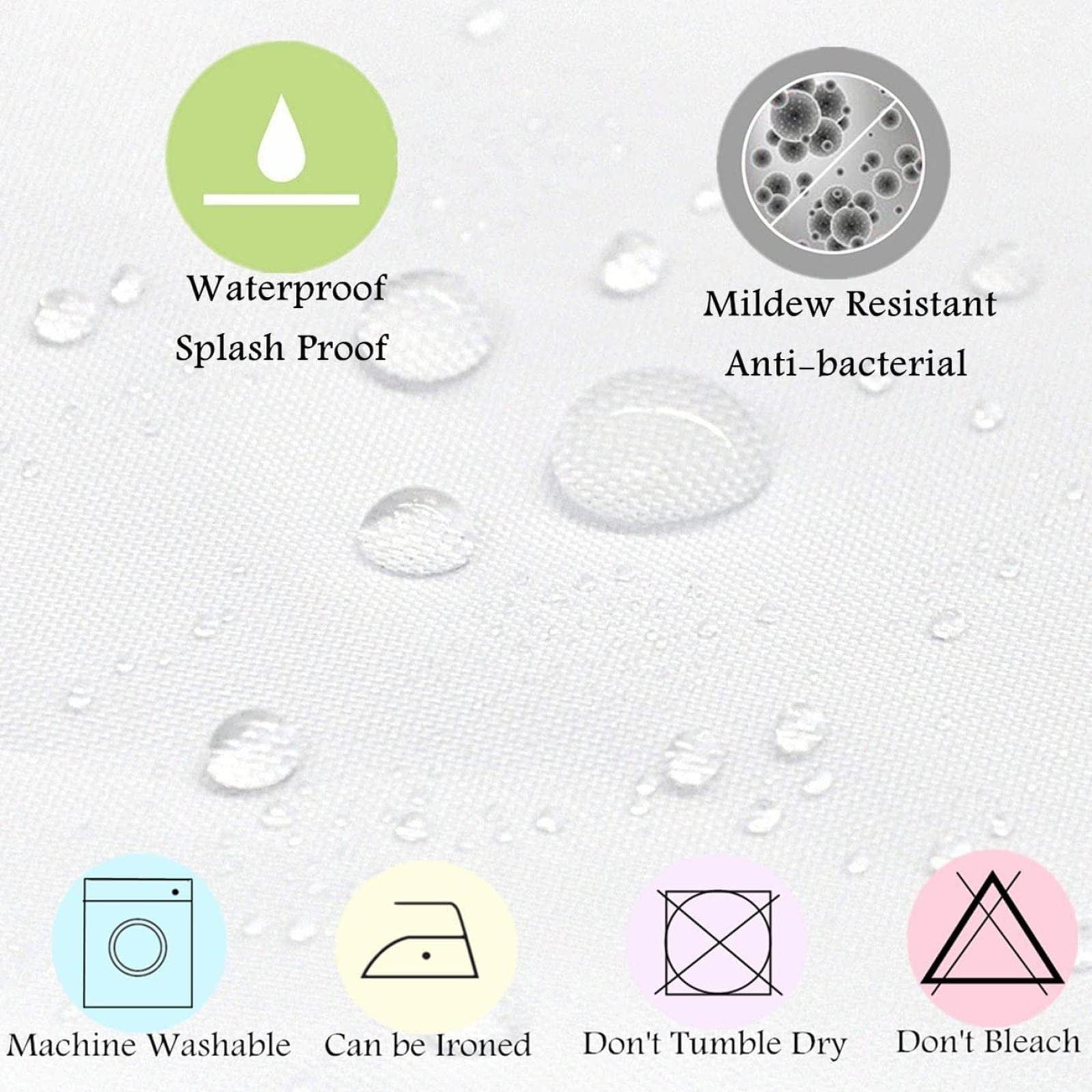 Rideau Douche Anti Moisissure, Plante Vert Gris Rideau de Douche Tissu mperméable Lavable Anti Moisissure Rideaux de Douche Polyester avec 12 Crochets 220x180cm/WxL