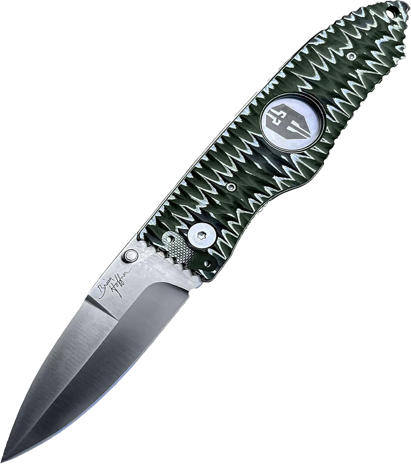 HOFFNER 3.5" EDC Folding Knife with Pocket Clip VG10 Japanese Stainless Steel Silver Smooth Edge Spearpoint Blade (Chiseled Dark Ops Medium Texture Grip) Camping Hiking Outdoor Survival