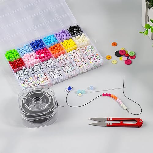 Miniatura 4 de THRELE 2 rollos de cuerda de pulsera de 0.031 in con estuche organizador, 180 yardas, pulsera elástica plana en blanco y negro, cordón de hilo